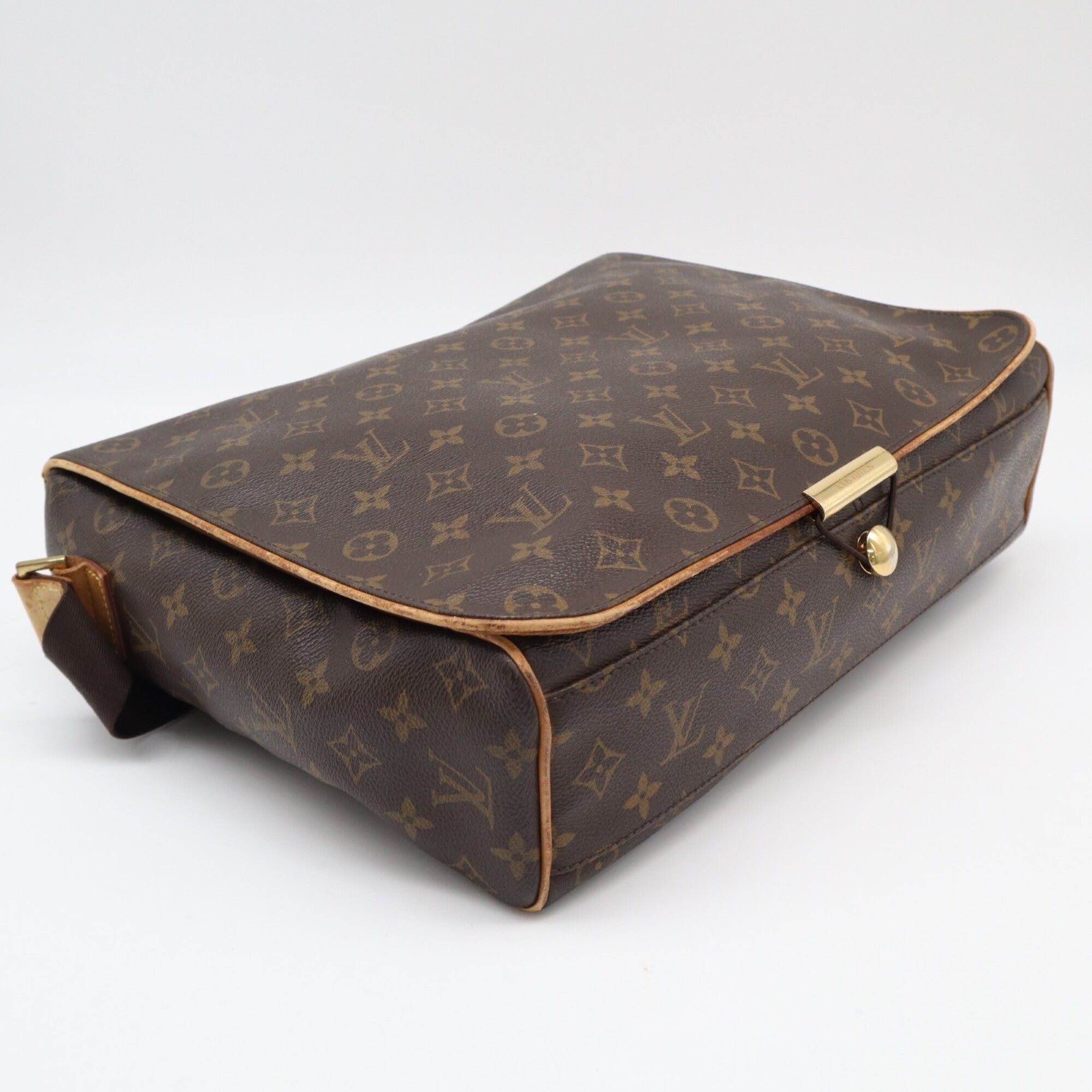 Louis Vuitton Beige Brown Monogram Coated Canvas Leather Shoulder Bag (Pre-Owned)