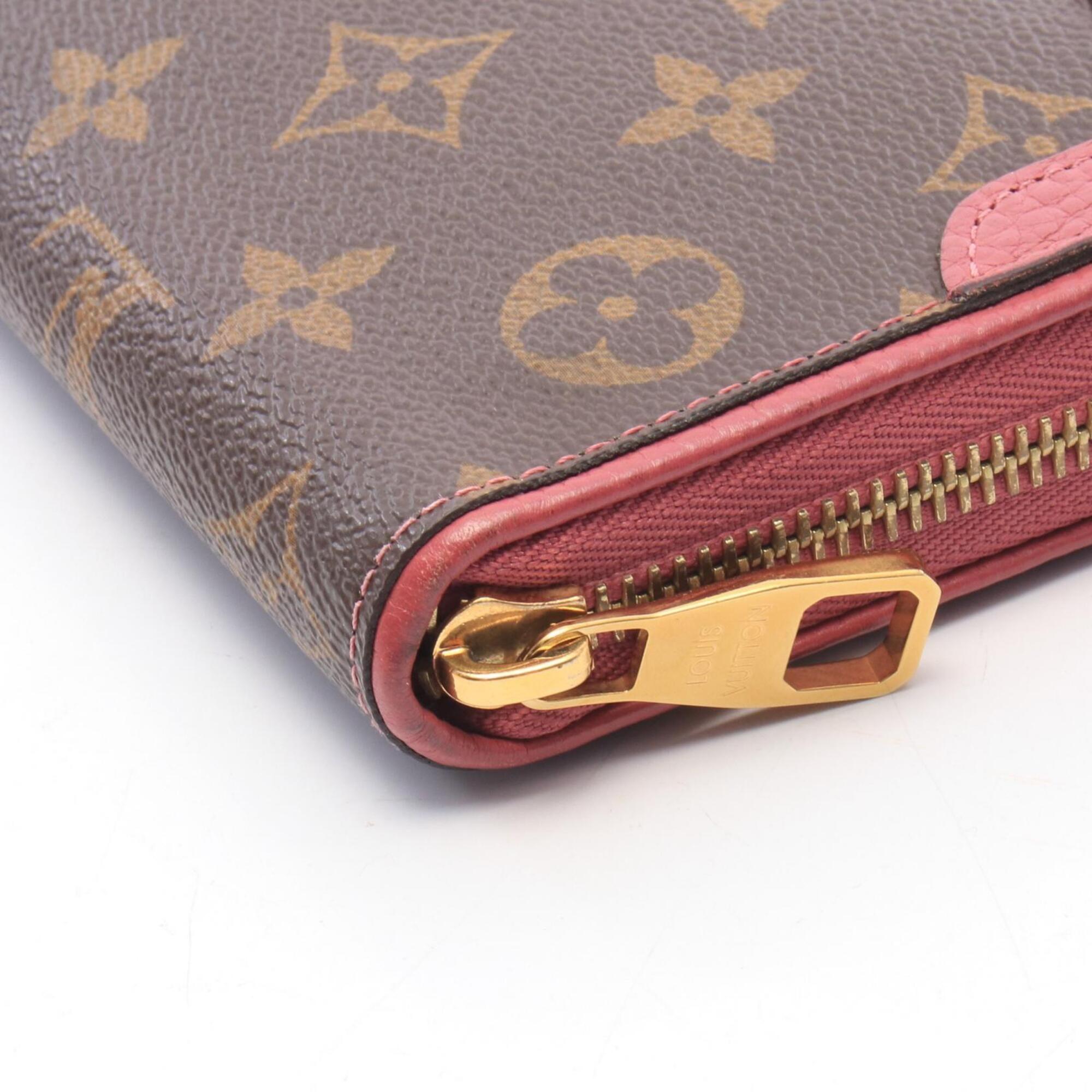 Louis Vuitton Brown Monogram Pink Leather Pvc Long Wallet (Bi-Fold) (Pre-Owned)