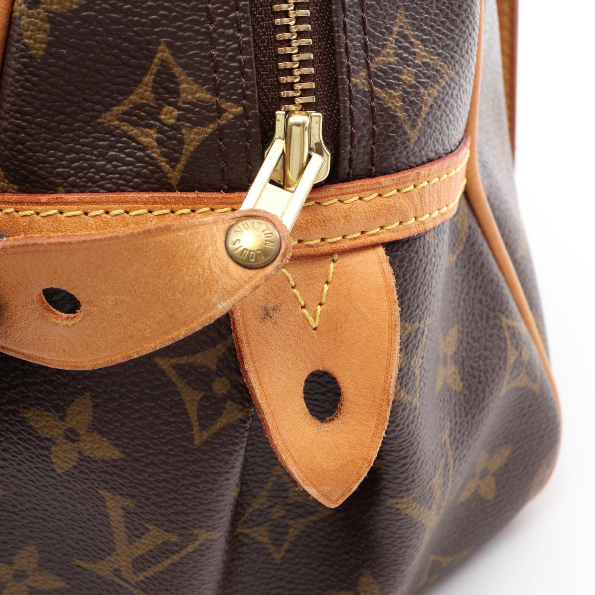 Louis Vuitton Brown Coated Canvas Leather Handbag Shoulder Bag (Pre-Owned)