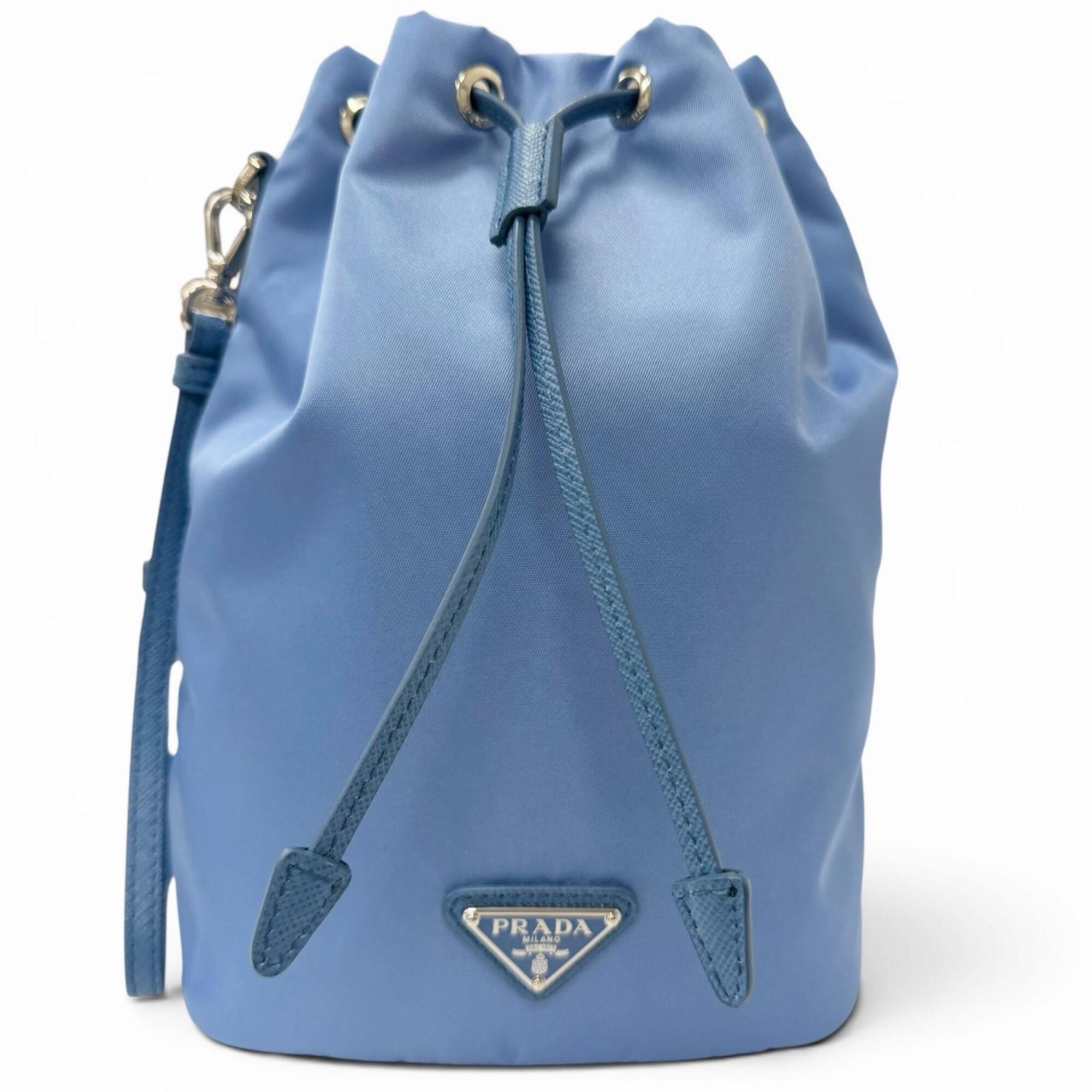 Prada Light Blue Polyamide Leather Handbag (Pre-Owned)