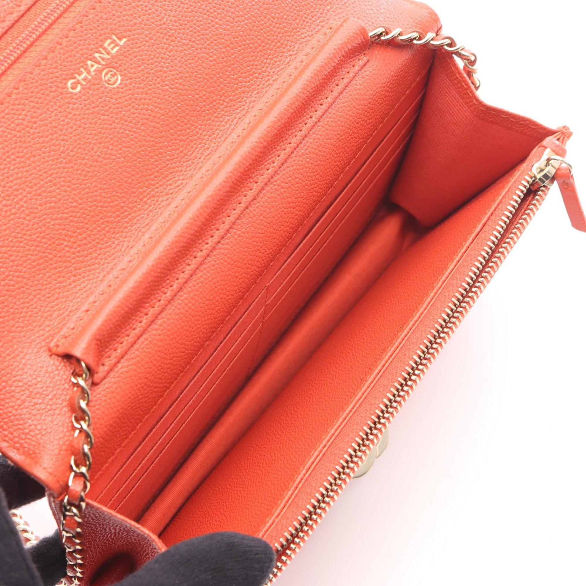 Chanel Orange Leather Shoulder Bag (Pre-Owned)