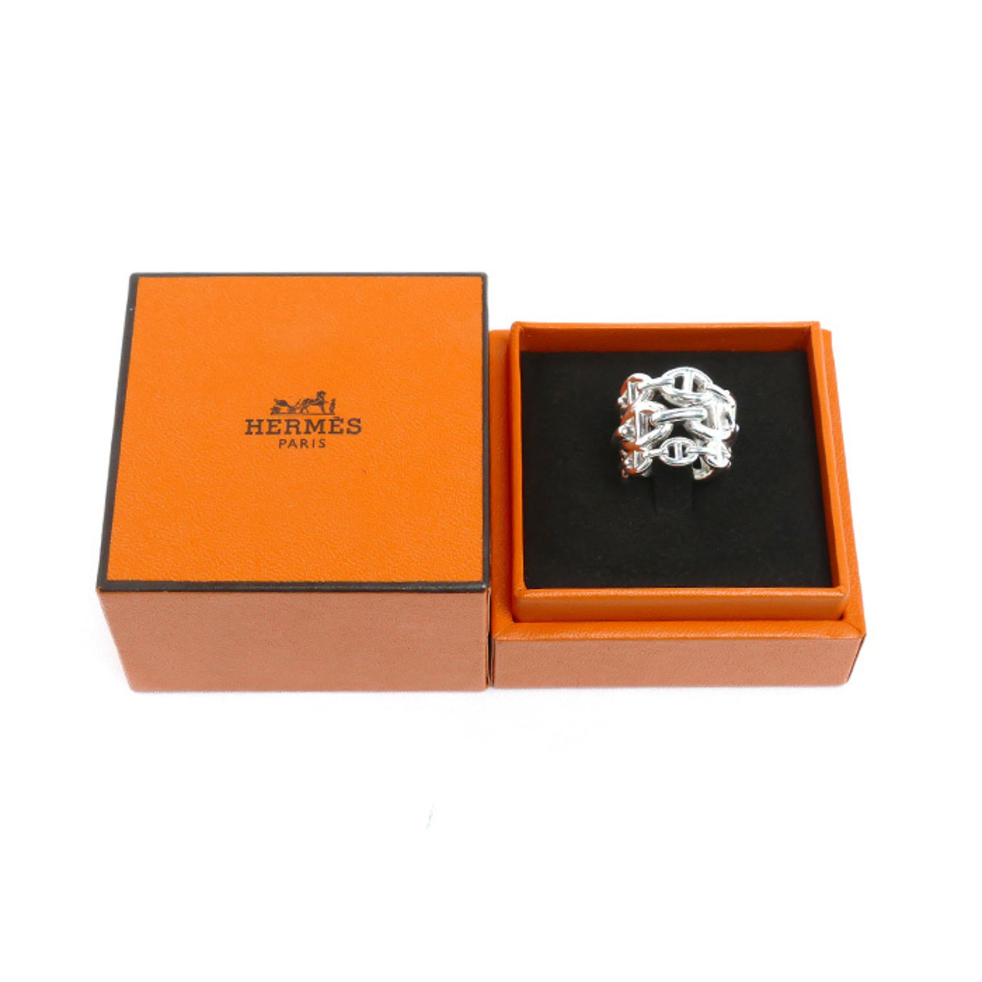 Hermes Silver 925 Band Ring (Pre-Owned)