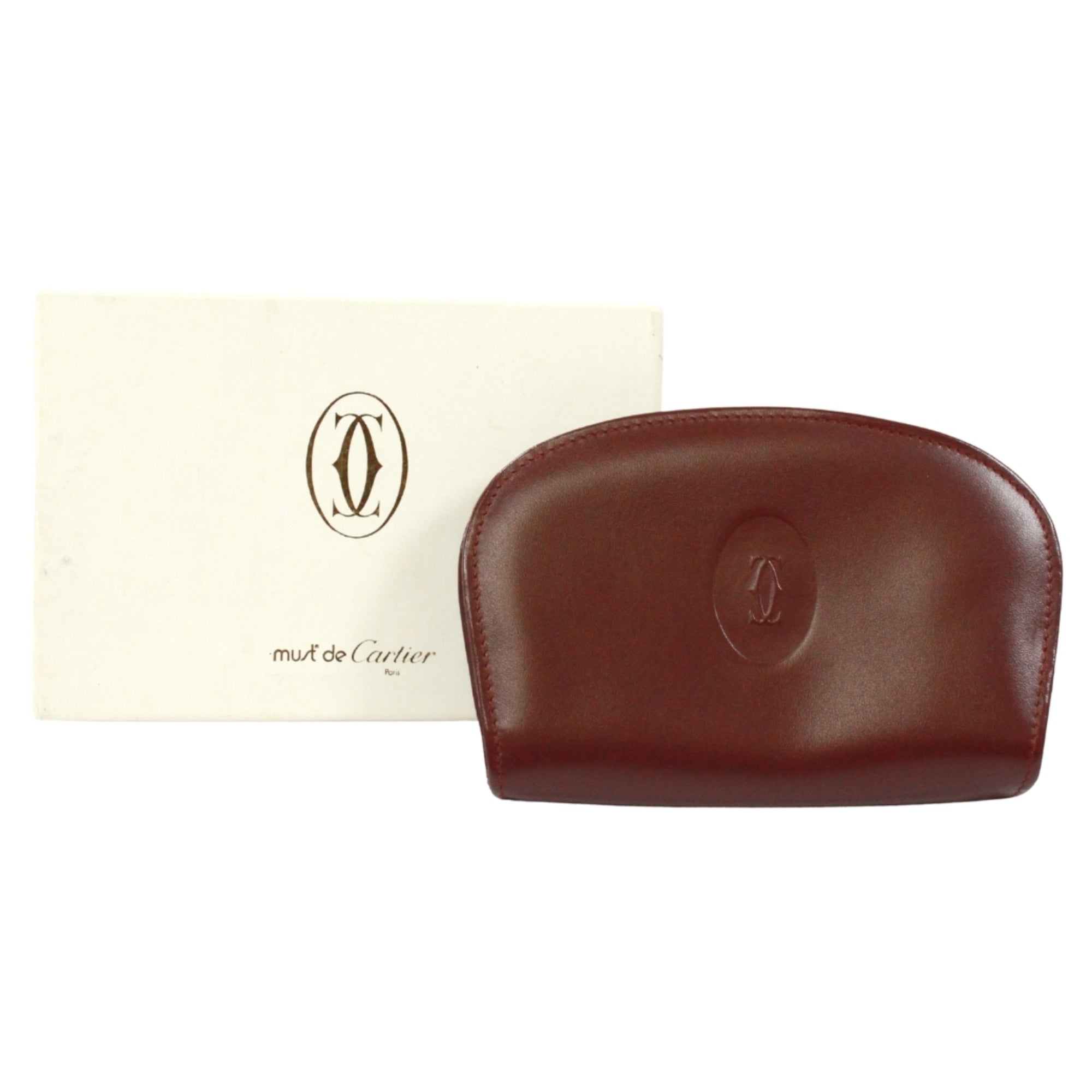 Cartier Bordeaux Leather Coin Purse/Coin Case (Pre-Owned)