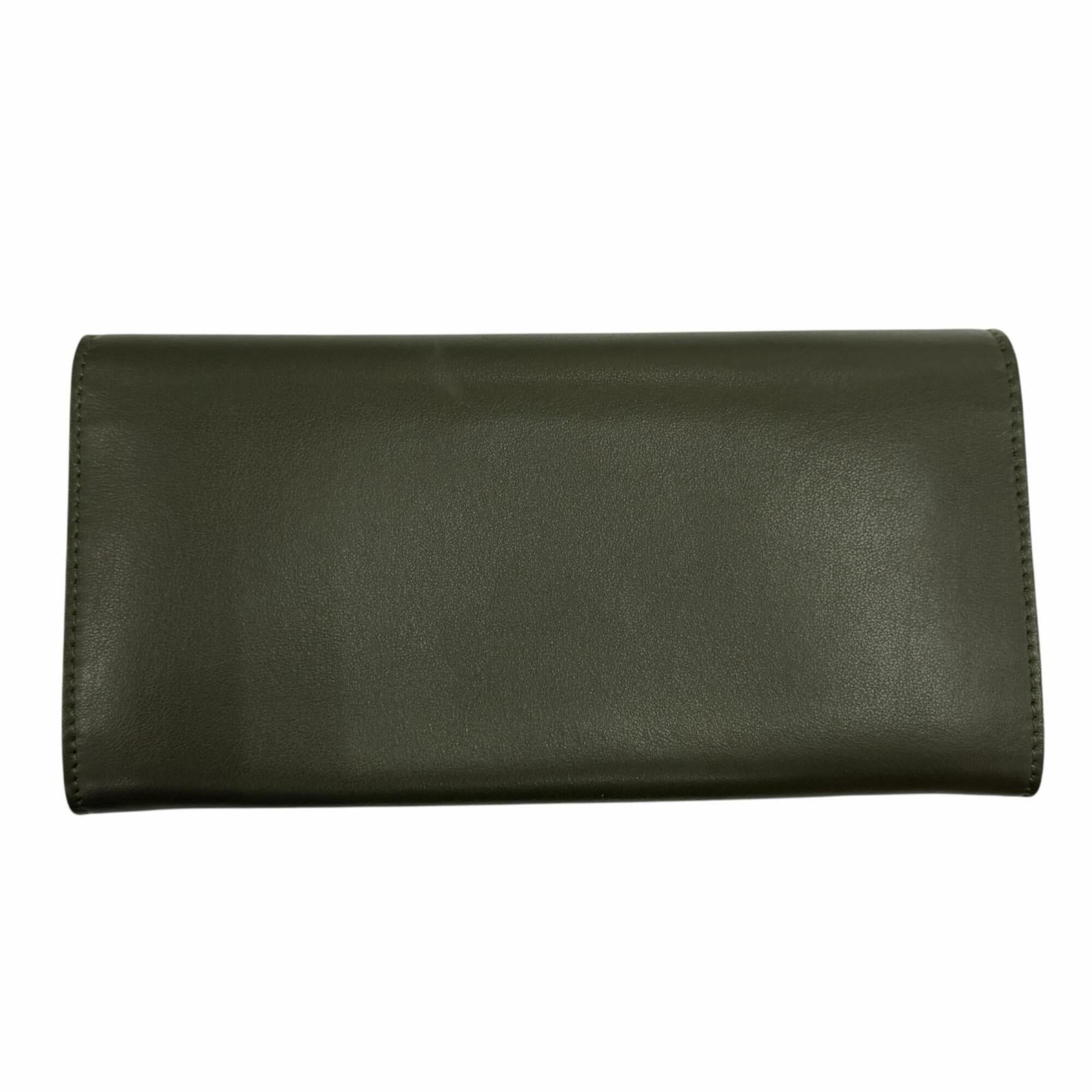 Fendi Dark Green Leather Long Wallet (Bi-Fold) (Pre-Owned)