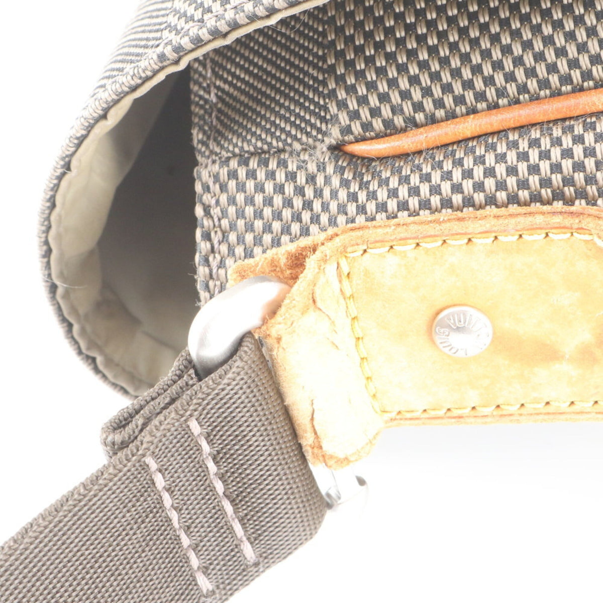 Louis Vuitton Green Khaki Leather Canvas Messenger Bag Shoulder Bag (Pre-Owned)