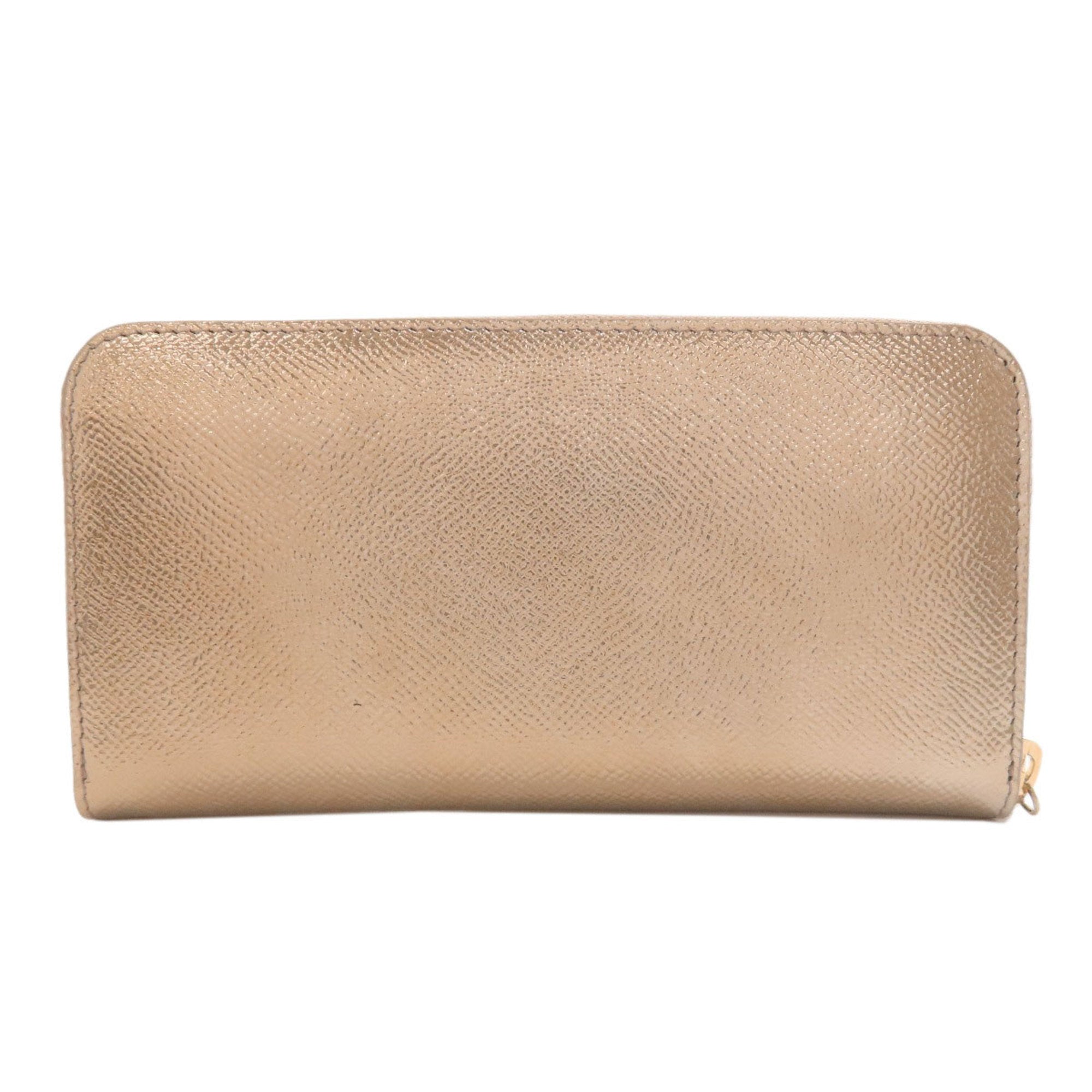 Bvlgari Gold Leather Long Wallet (Bi-Fold) (Pre-Owned)