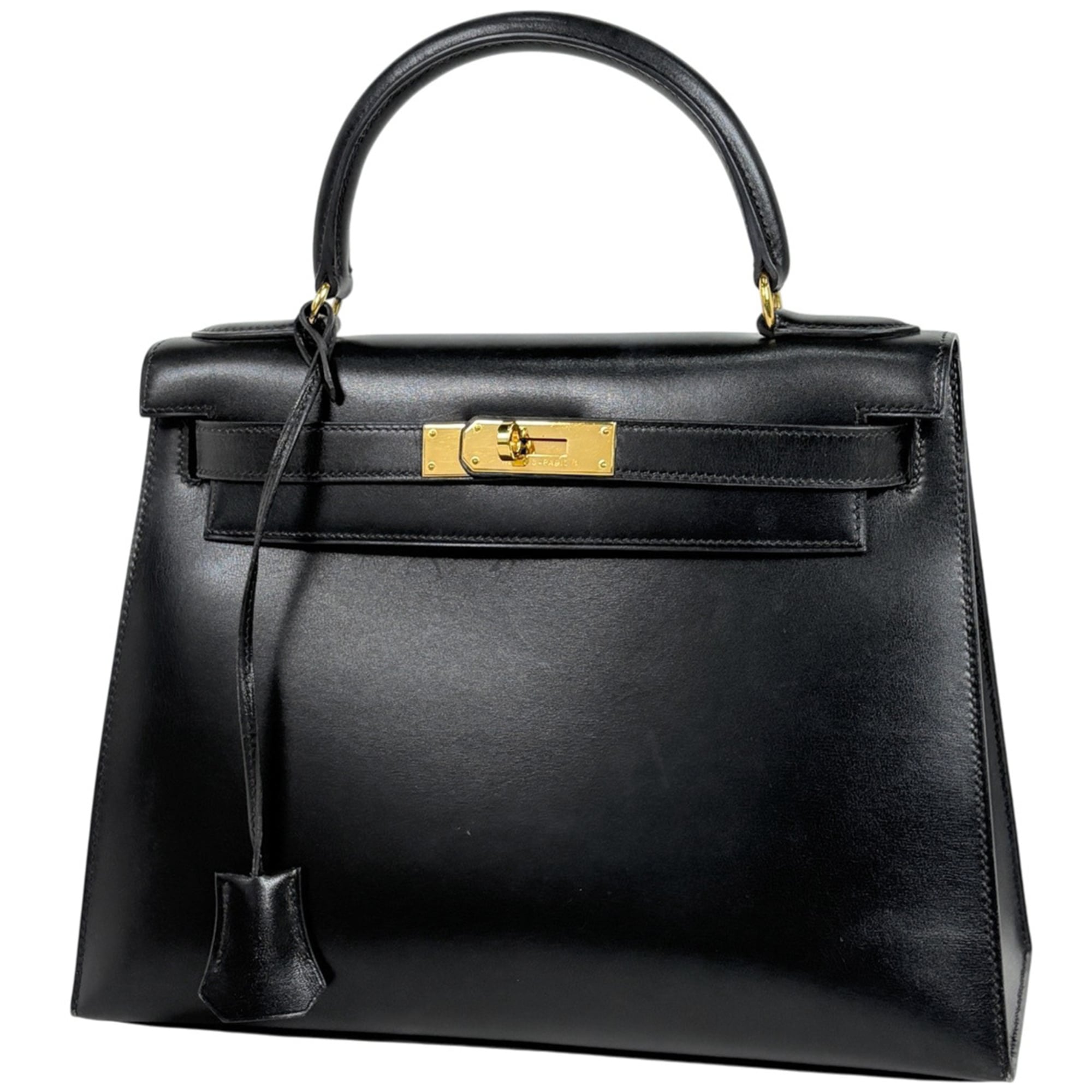 Hermes Black Box Calf Leather Handbag (Pre-Owned)