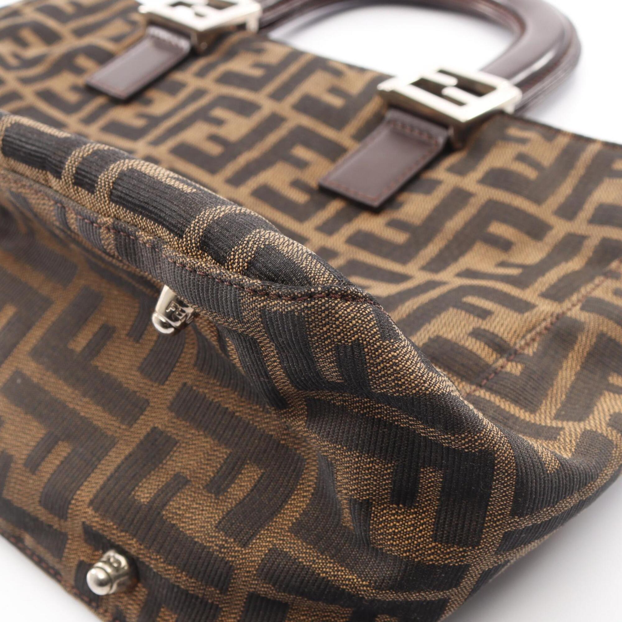 Fendi Brown Canvas Leather Handbag (Pre-Owned)