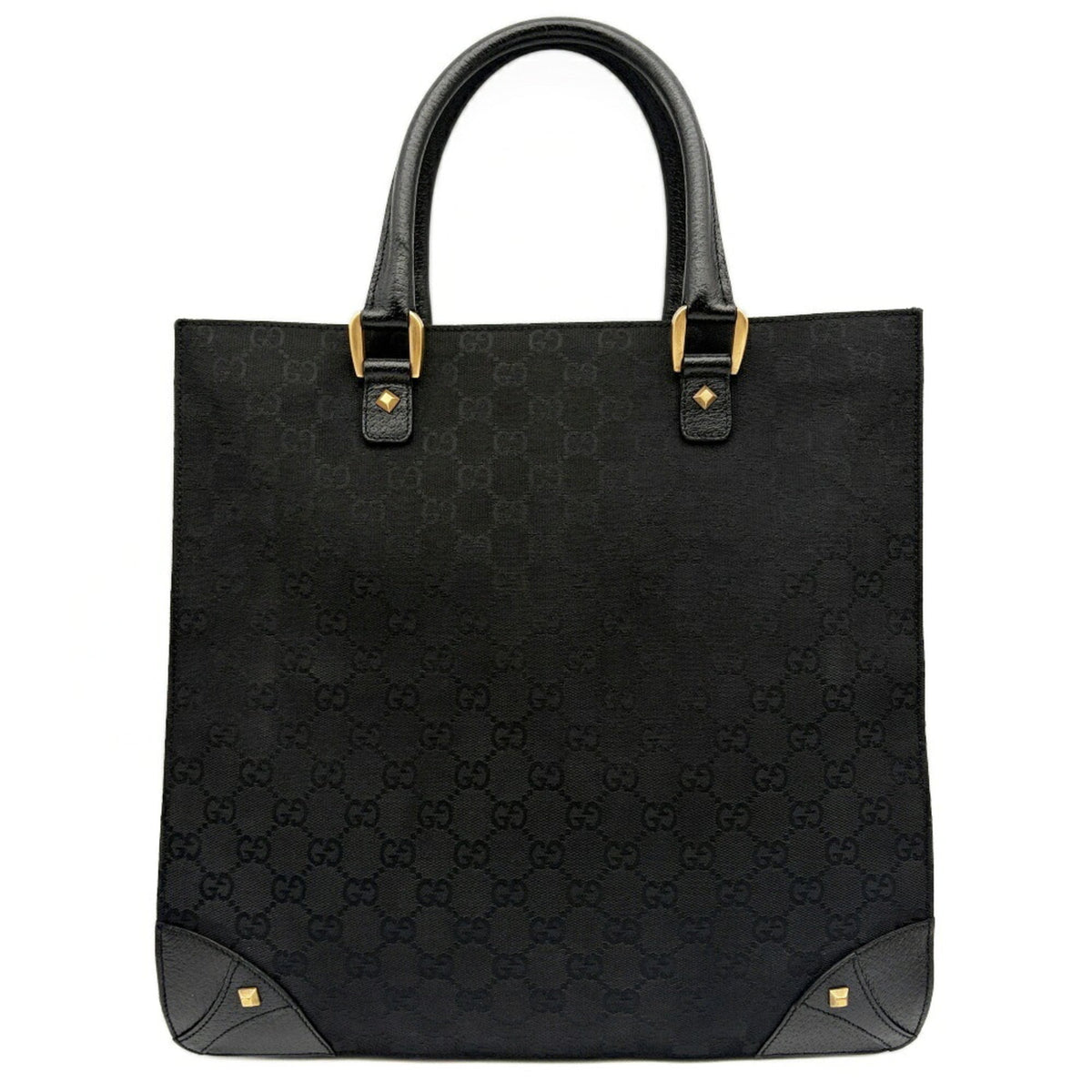 Gucci Black Gg Canvas Leather Tote Bag (Pre-Owned)