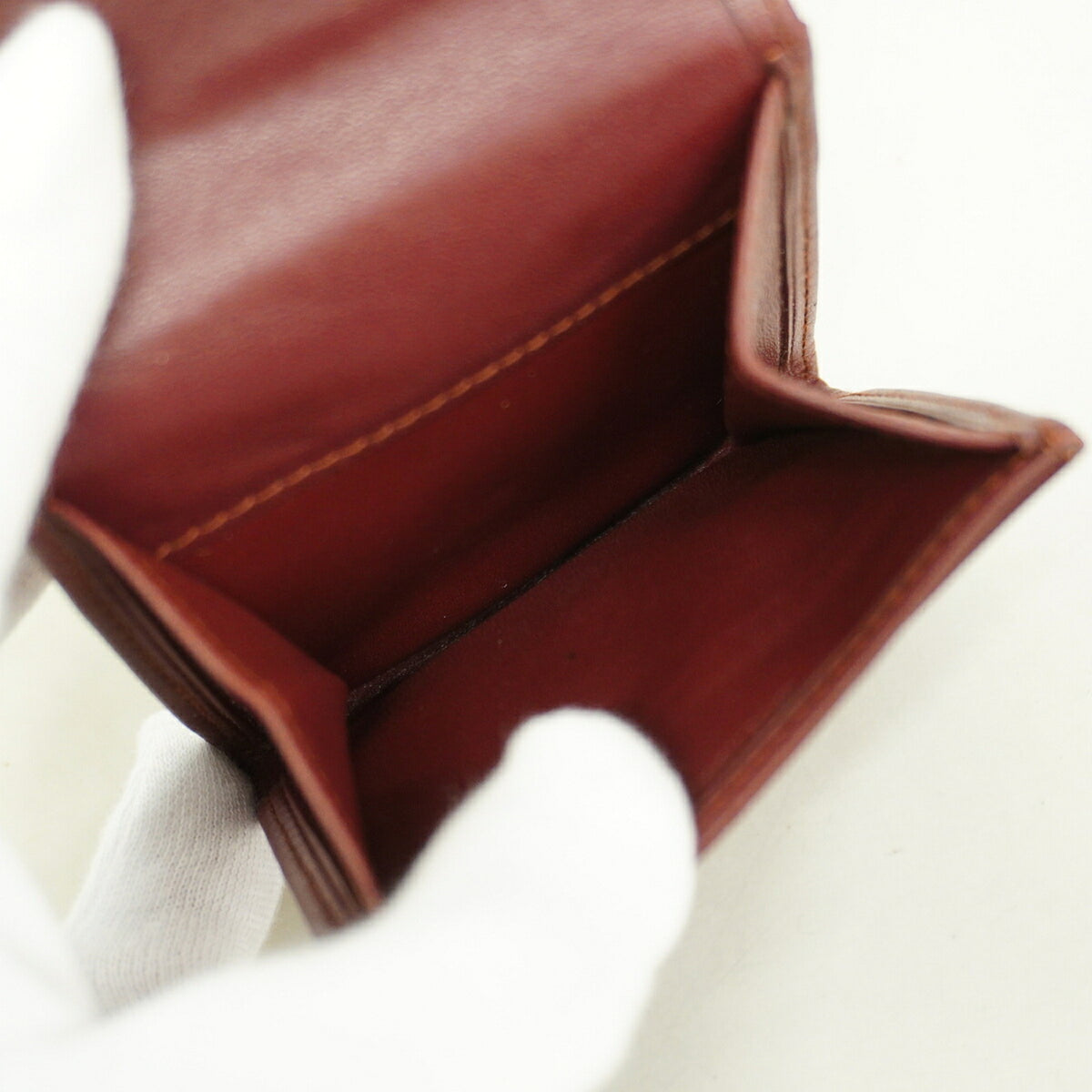 Cartier Bordeaux Leather Coin Purse/Coin Case (Pre-Owned)