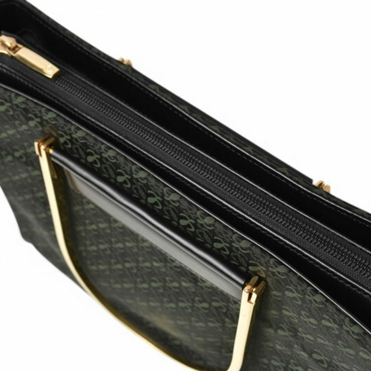 Loewe Black Green Leather Canvas Handbag (Pre-Owned)