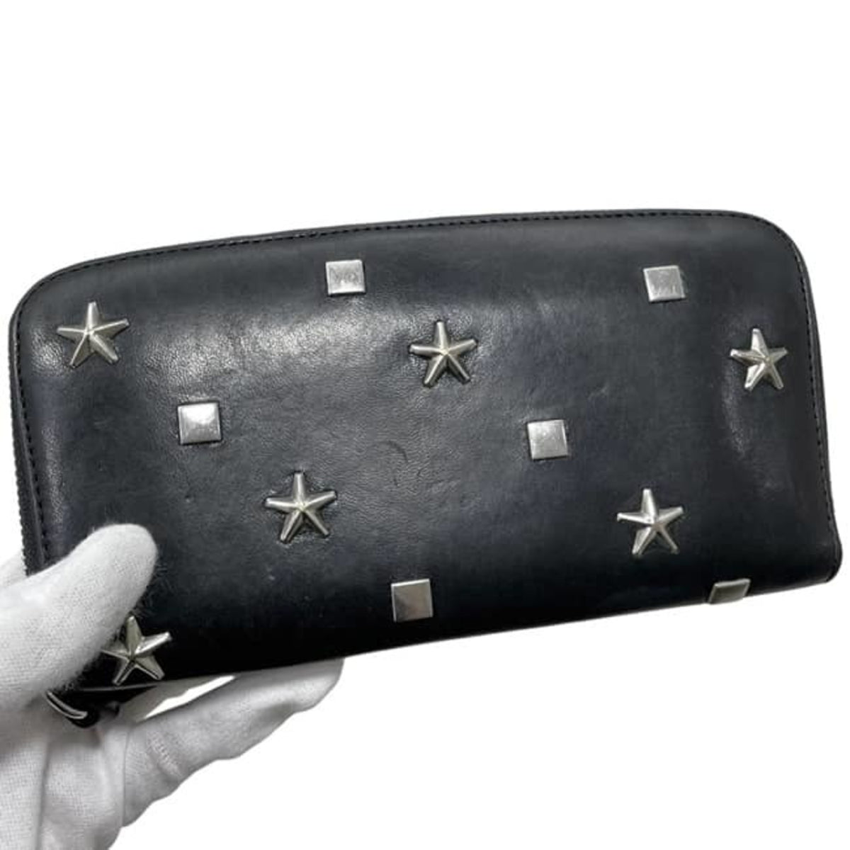 Jimmy Choo Black Leather Long Wallet (Bi-Fold) (Pre-Owned)