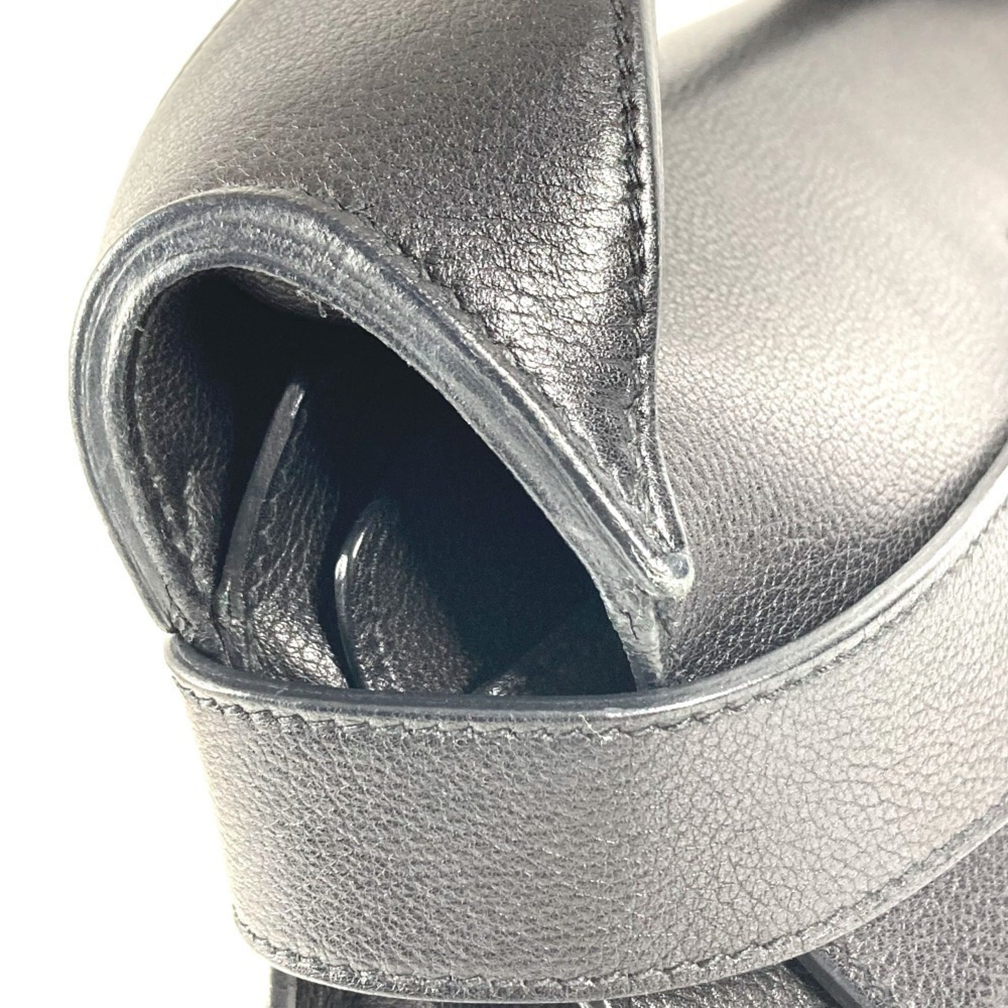 Hermes Black Leather Handbag Tote Bag (Pre-Owned)