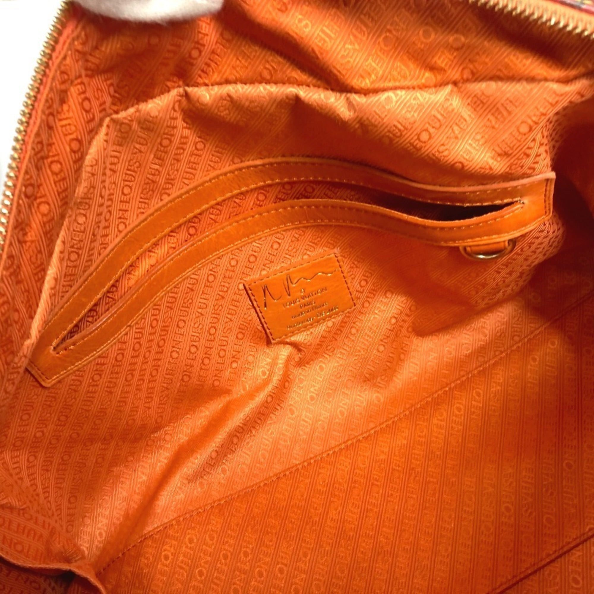 Louis Vuitton Orange Vinyl Leather Boston Bag Handbag Tote Bag (Pre-Owned)