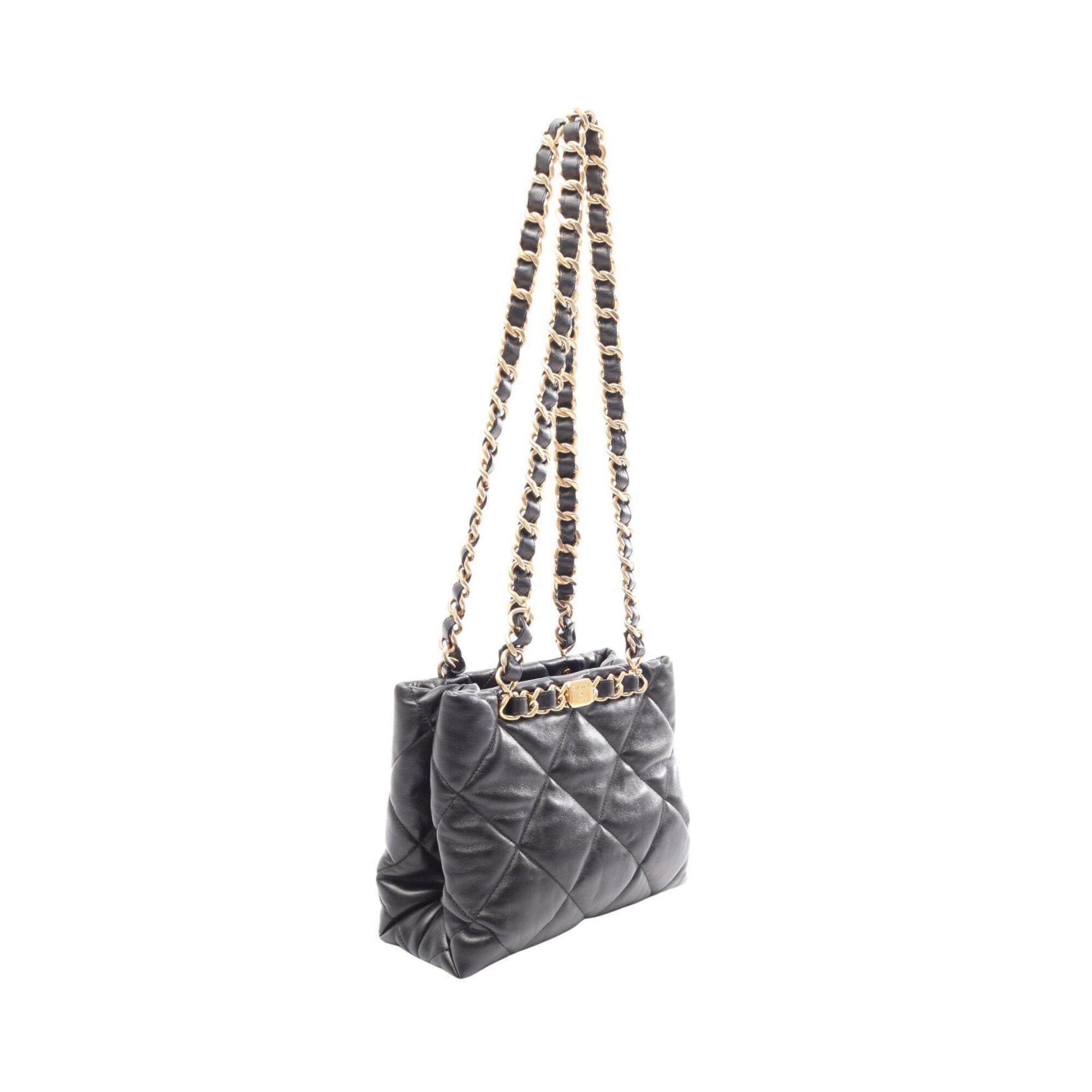 Chanel Black Leather Handbag Tote Bag (Pre-Owned)