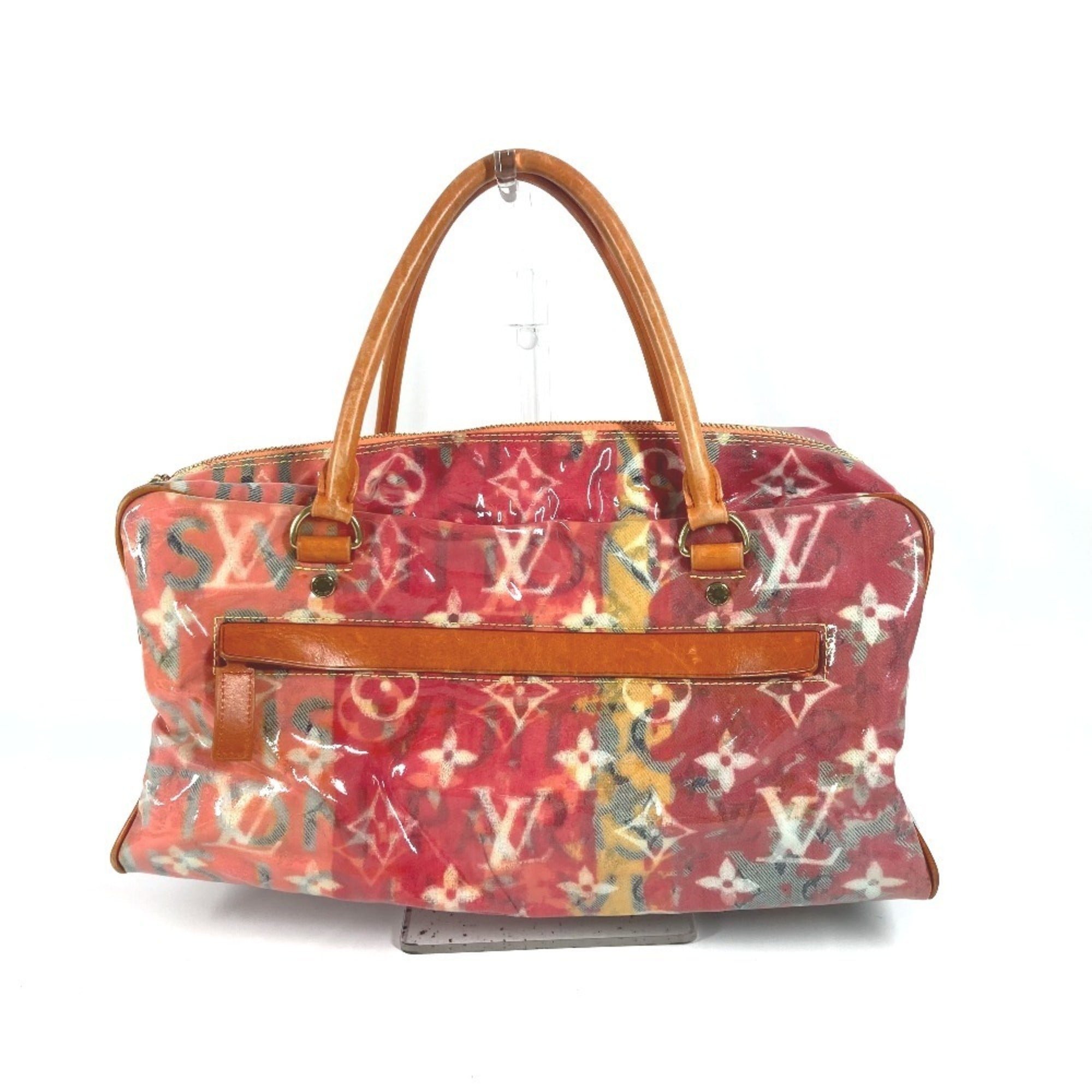 Louis Vuitton Orange Vinyl Leather Boston Bag Handbag Tote Bag (Pre-Owned)