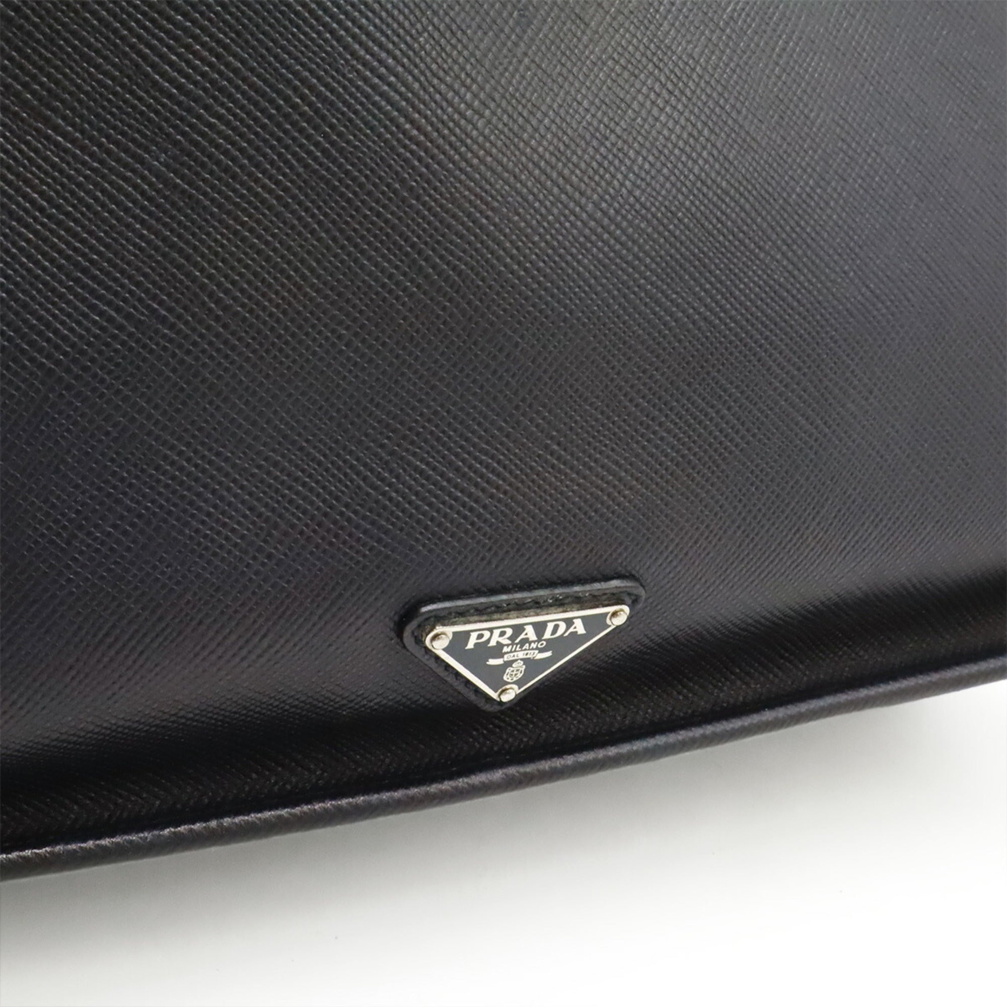 Prada Navy Leather Shoulder Bag Tote Bag (Pre-Owned)