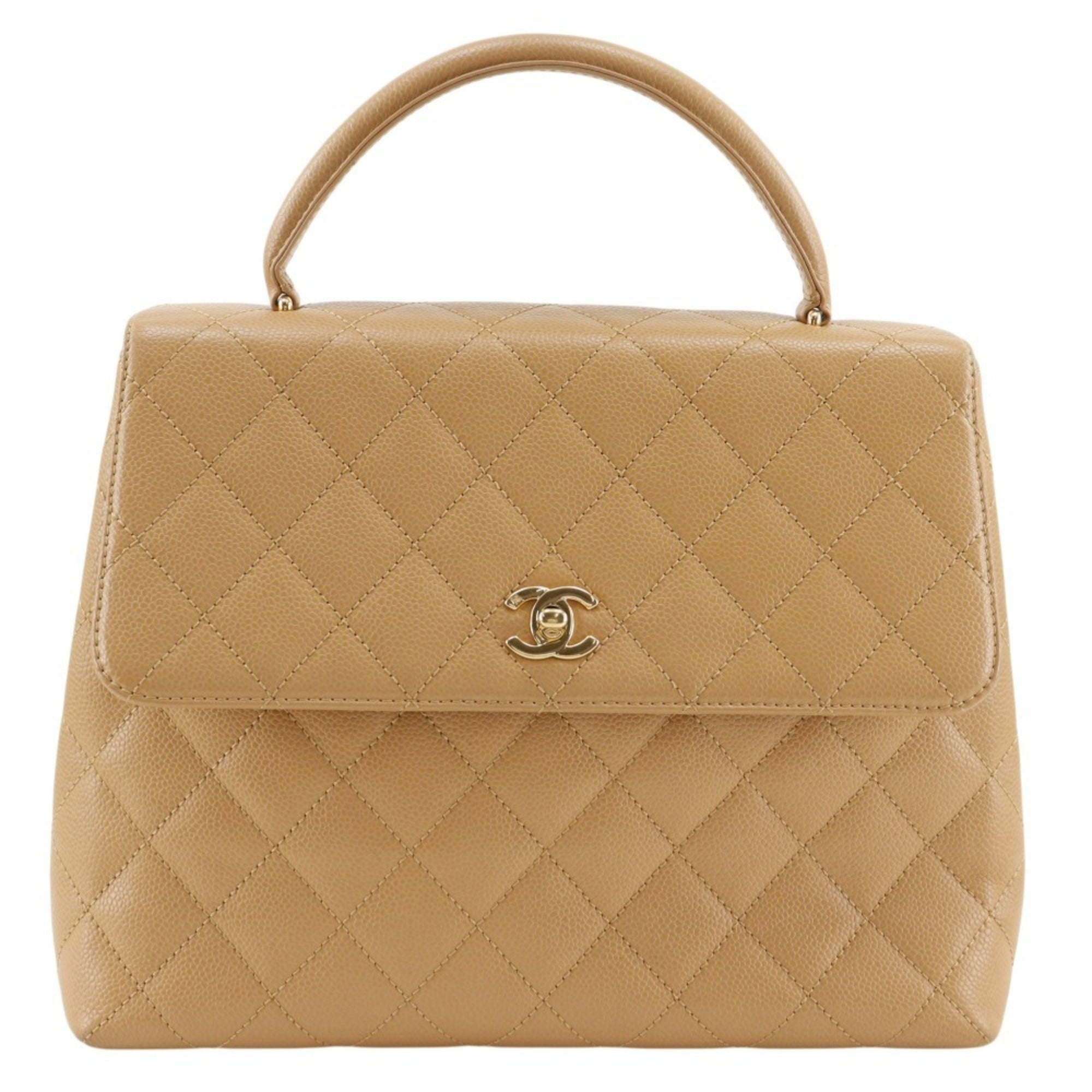 Chanel Beige Grained Calfskin Handbag (Pre-Owned)