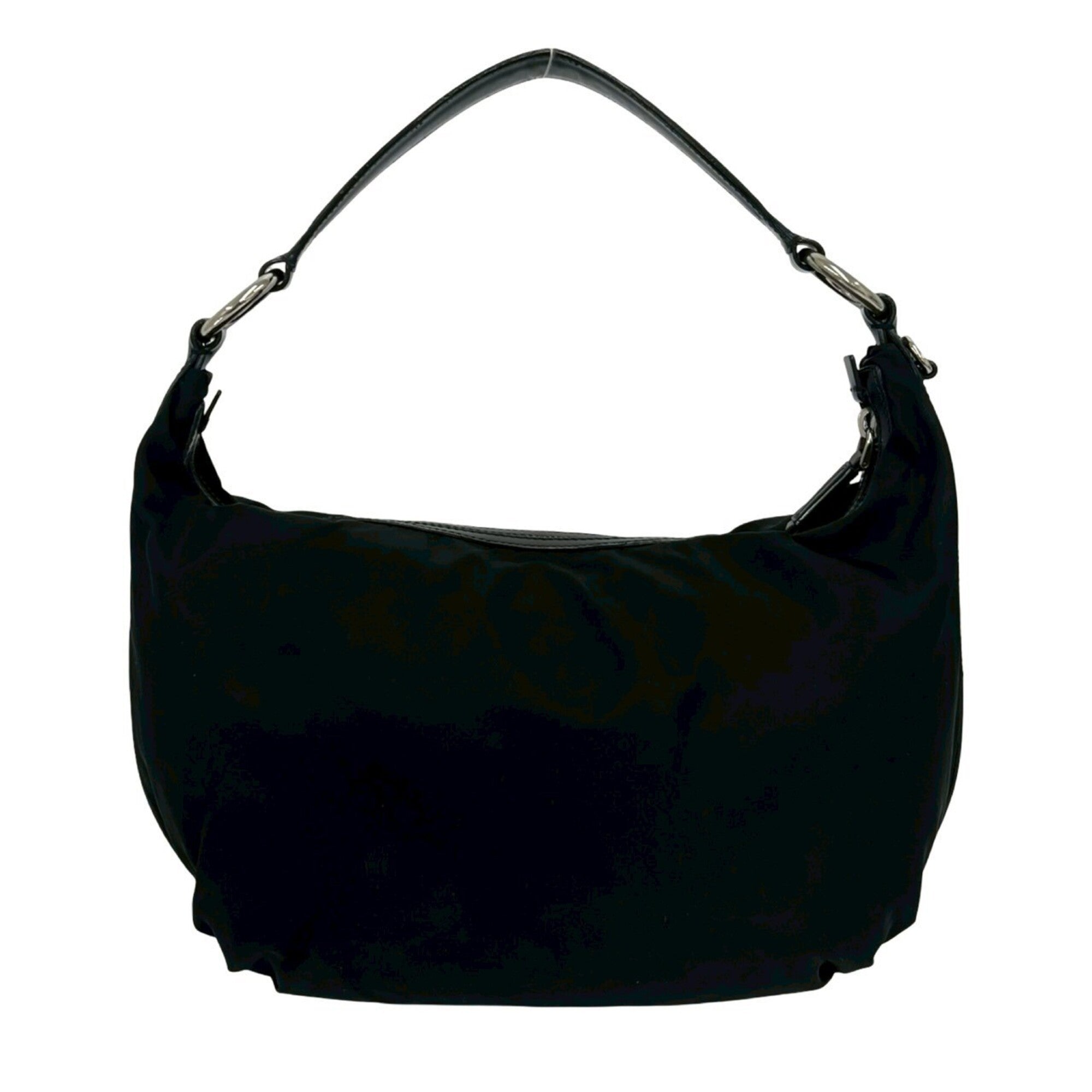 Prada Black Nylon Leather Shoulder Bag Tote Bag (Pre-Owned)