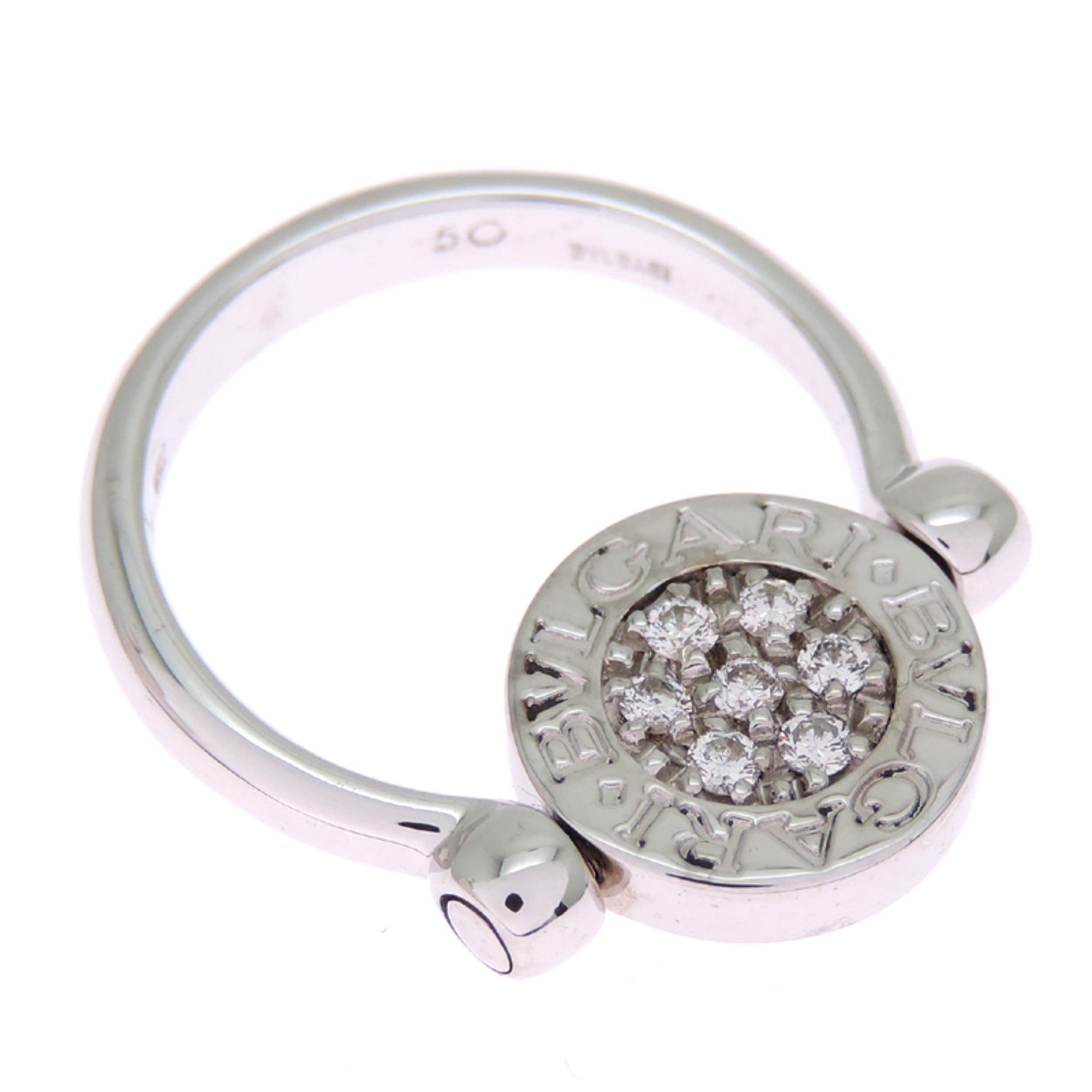 Bvlgari Silver Black White Gold (18K) Band Ring (Pre-Owned)