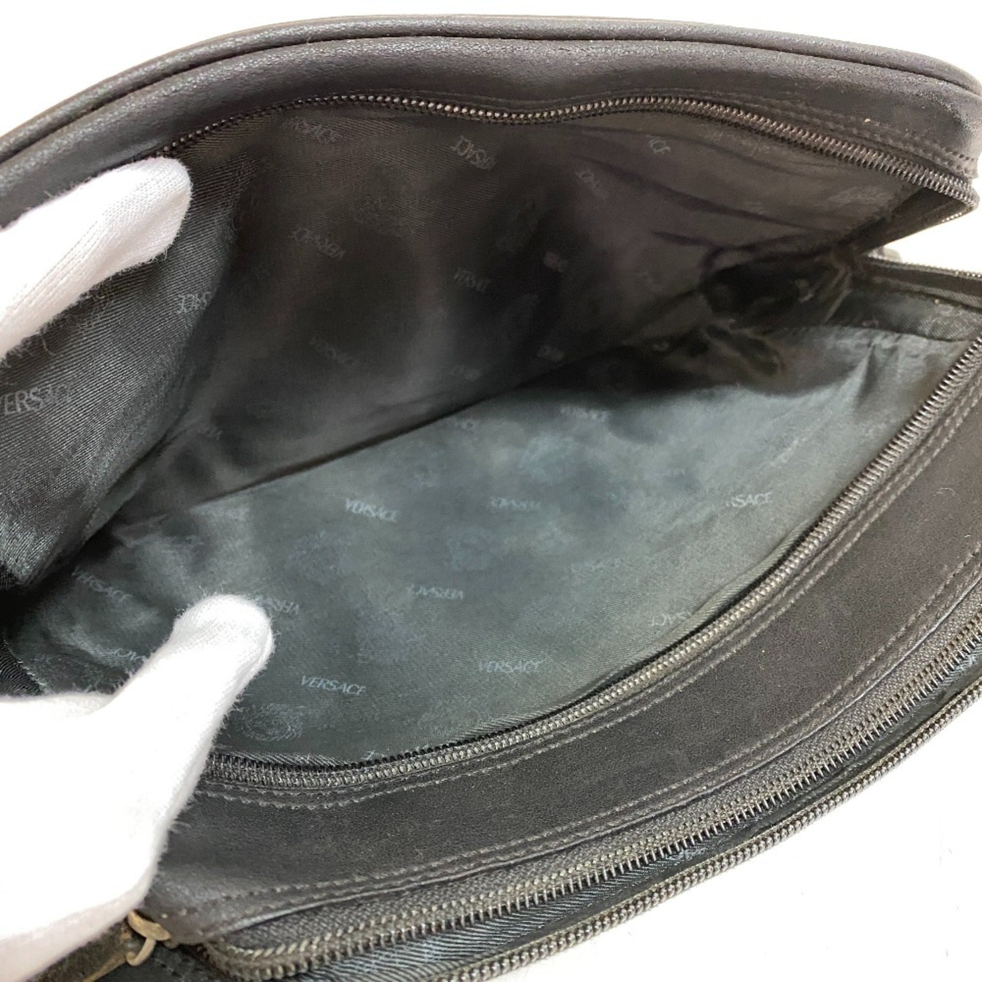 Versace Black Leather Clutch Bag (Pre-Owned)