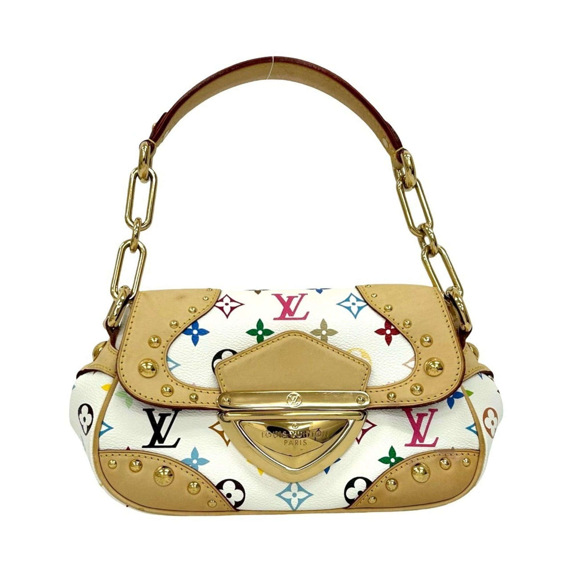 Louis Vuitton White Leather Pvc Shoulder Bag (Pre-Owned)