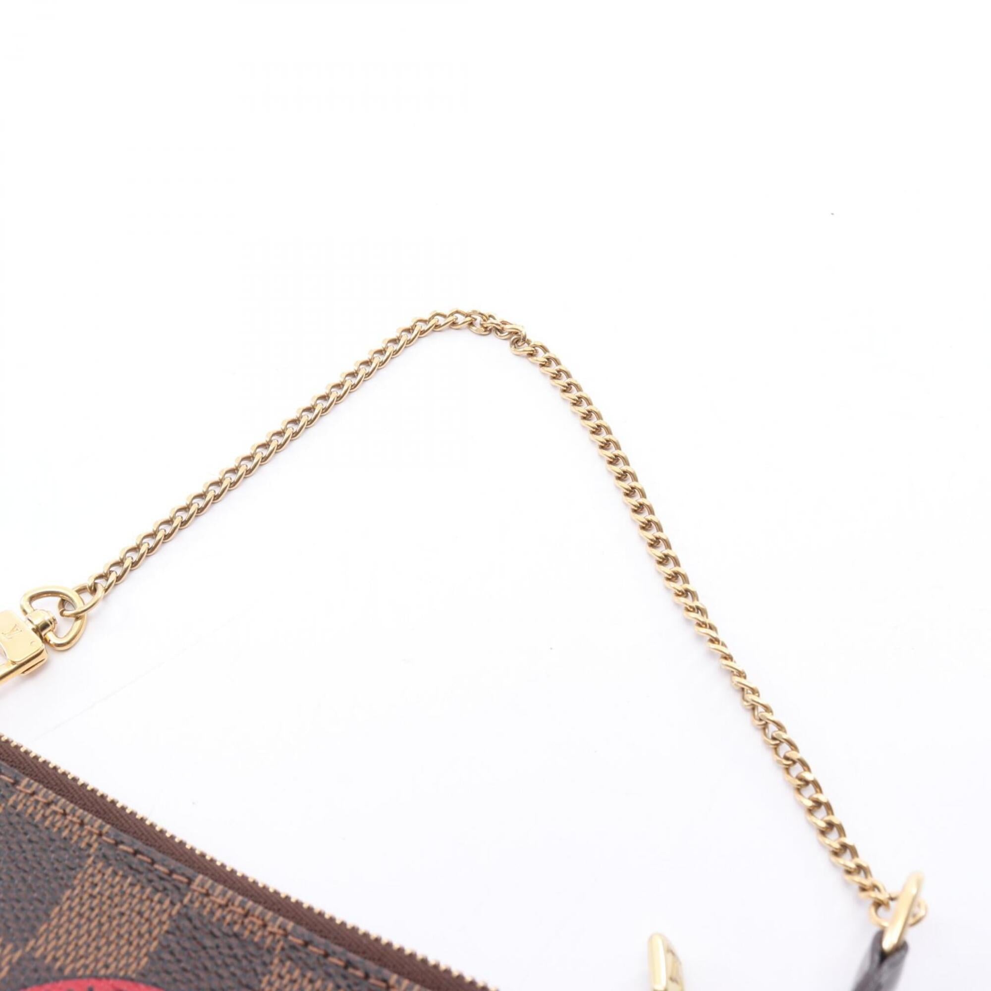 Louis Vuitton Brown Damier Canvas Red Color Damier Canvas Handbag Pochette (Pre-Owned)