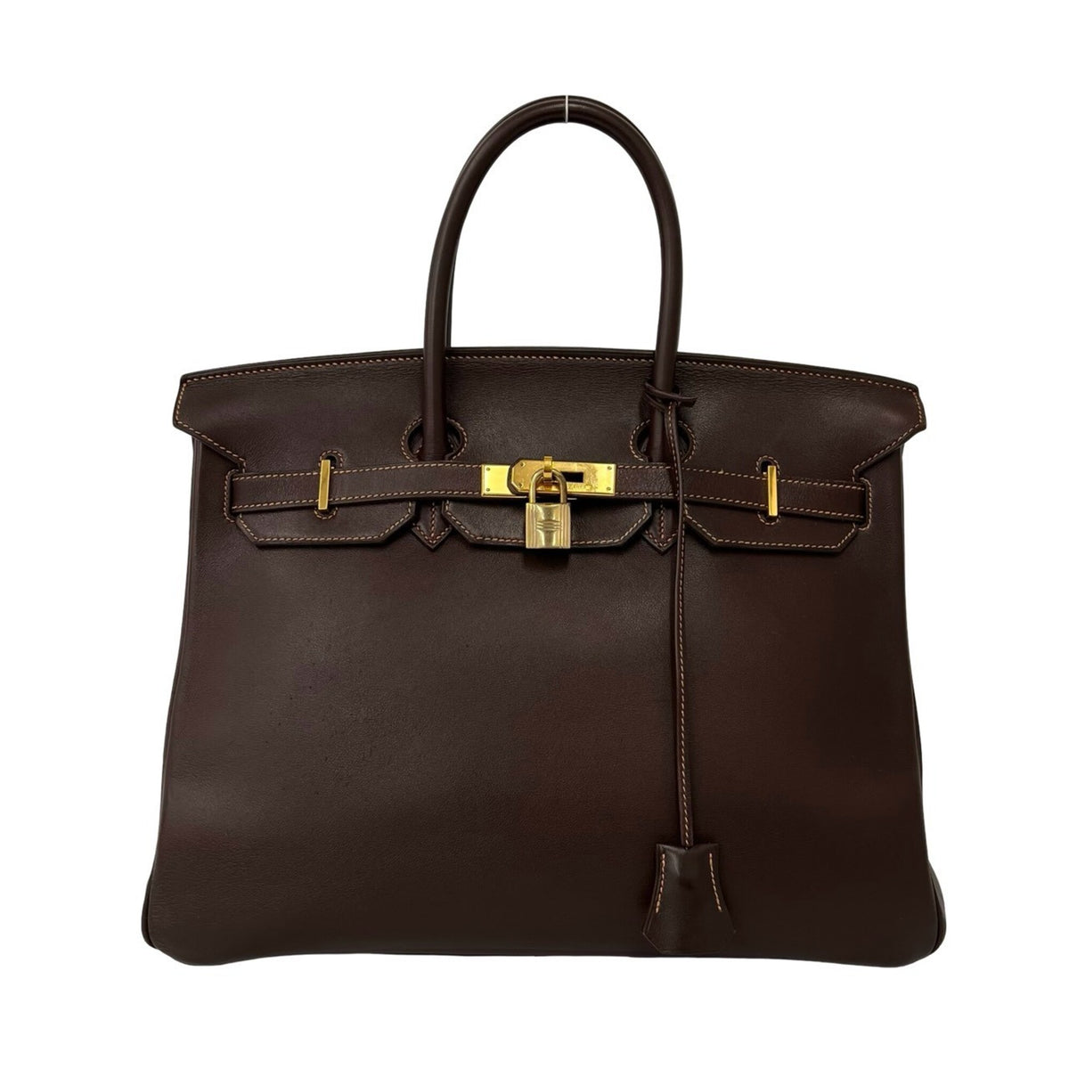 Hermes Brown Gulliver Leather Handbag Tote Bag (Pre-Owned)