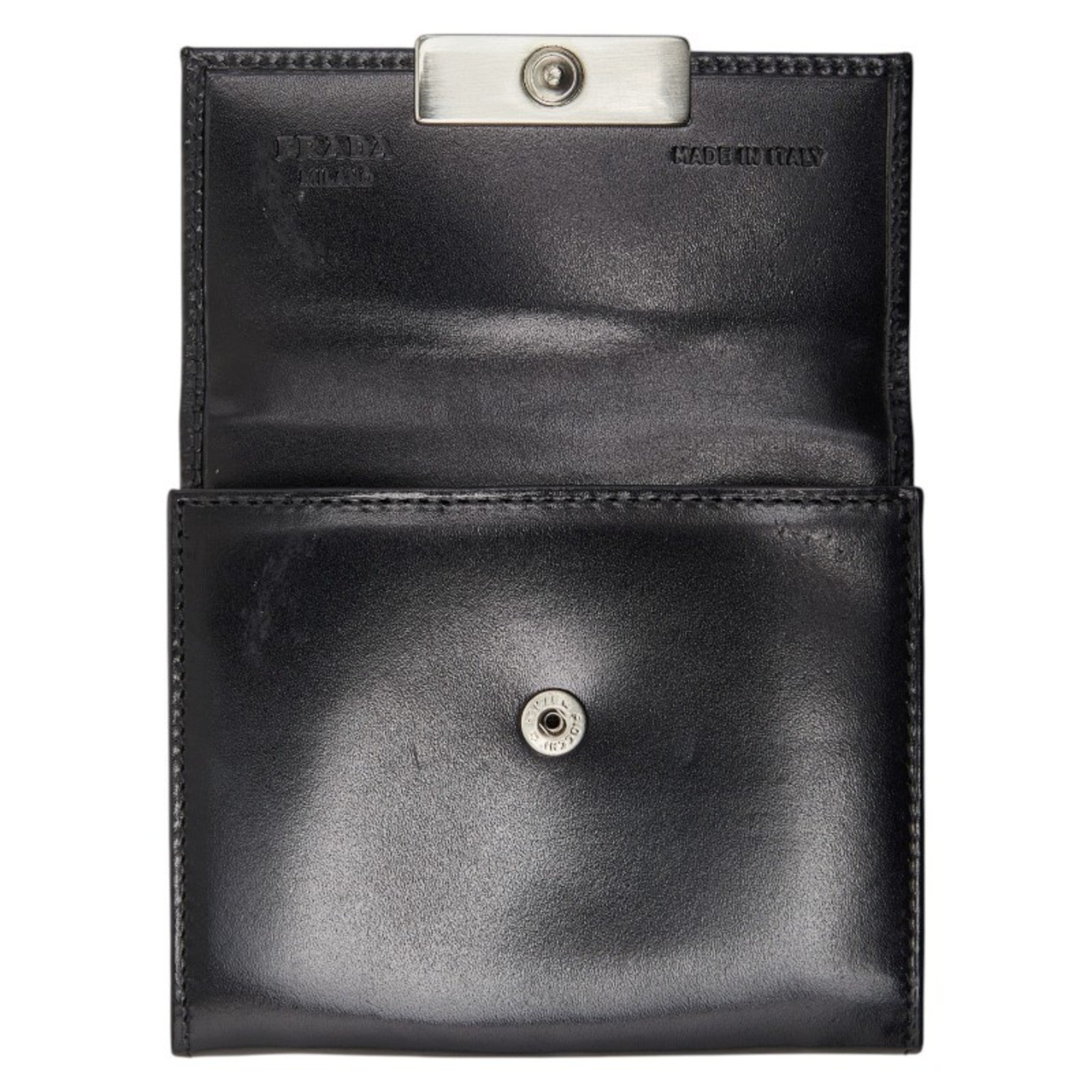 Prada Black Leather Coin Purse/Coin Case (Pre-Owned)
