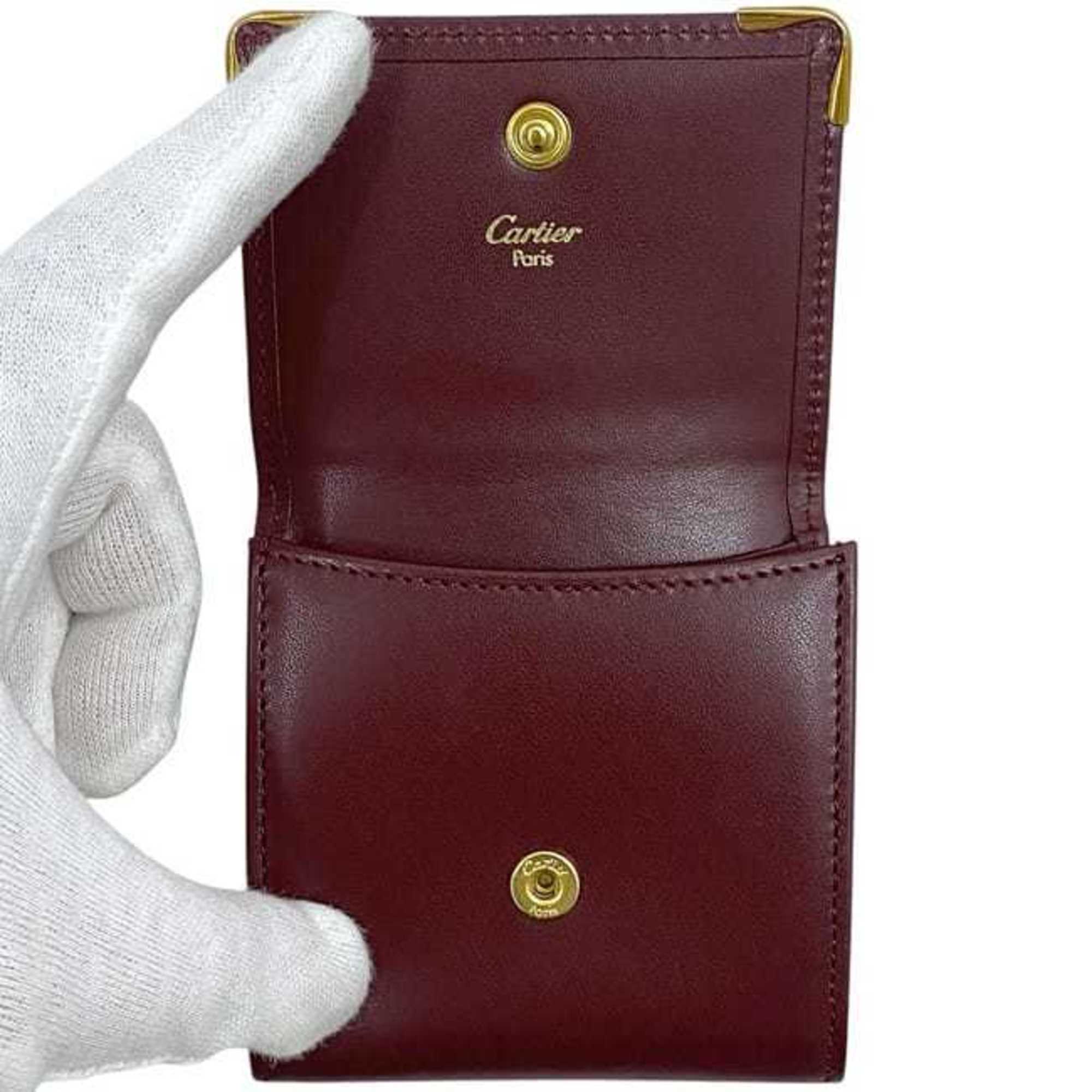 Cartier Bordeaux Wine Red Leather Coin Purse/Coin Case (Pre-Owned)