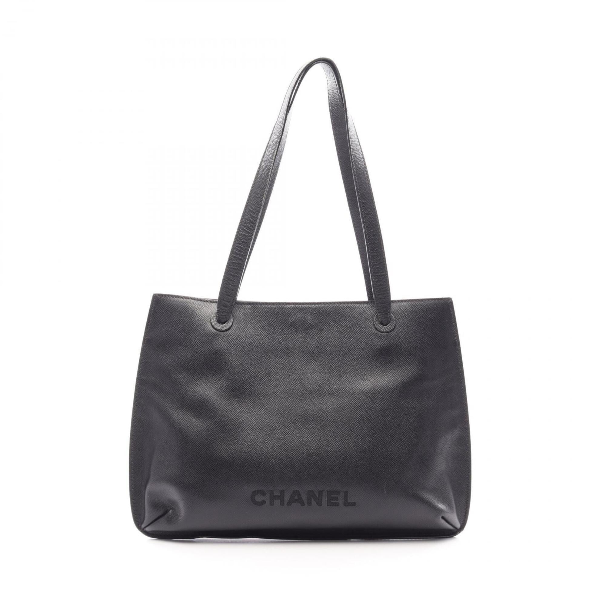 Chanel Black Grained Calfskin Handbag Tote Bag (Pre-Owned)