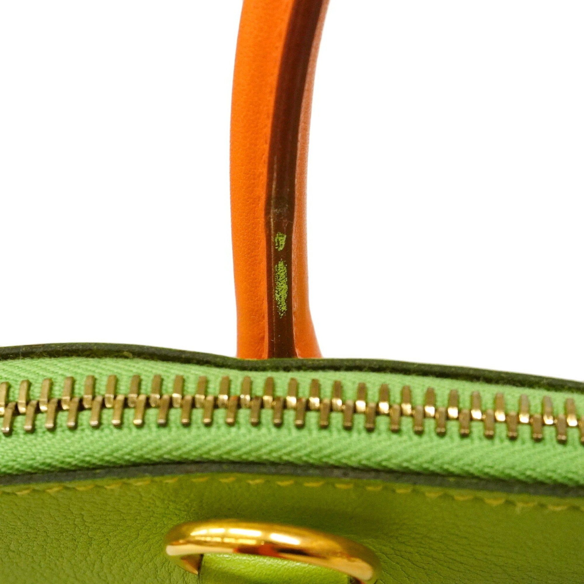 Hermes Apple Green Orange Gulliver Leather Handbag (Pre-Owned)