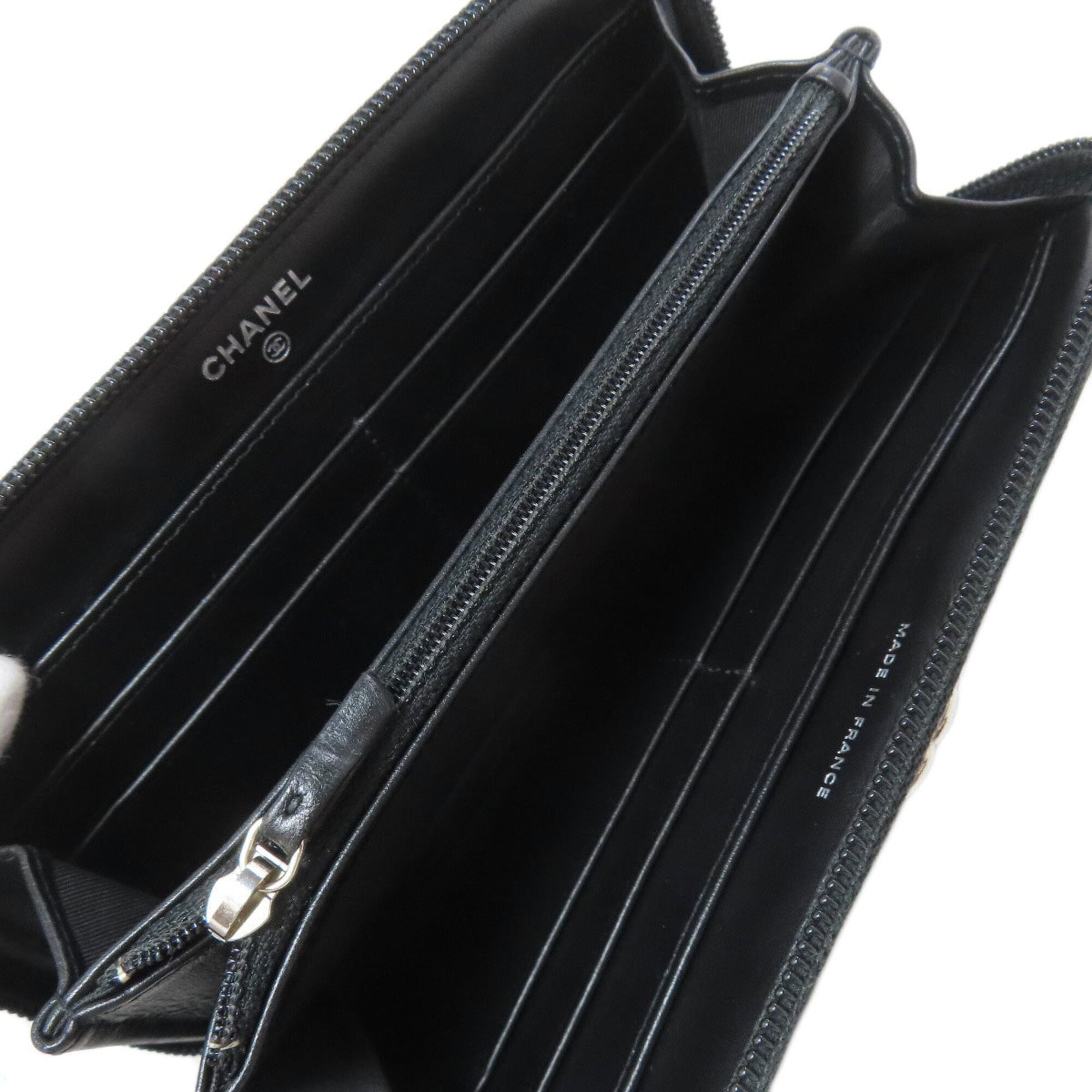 Chanel Boy Chanel Black Leather Long Wallet (Bi-Fold) (Pre-Owned)