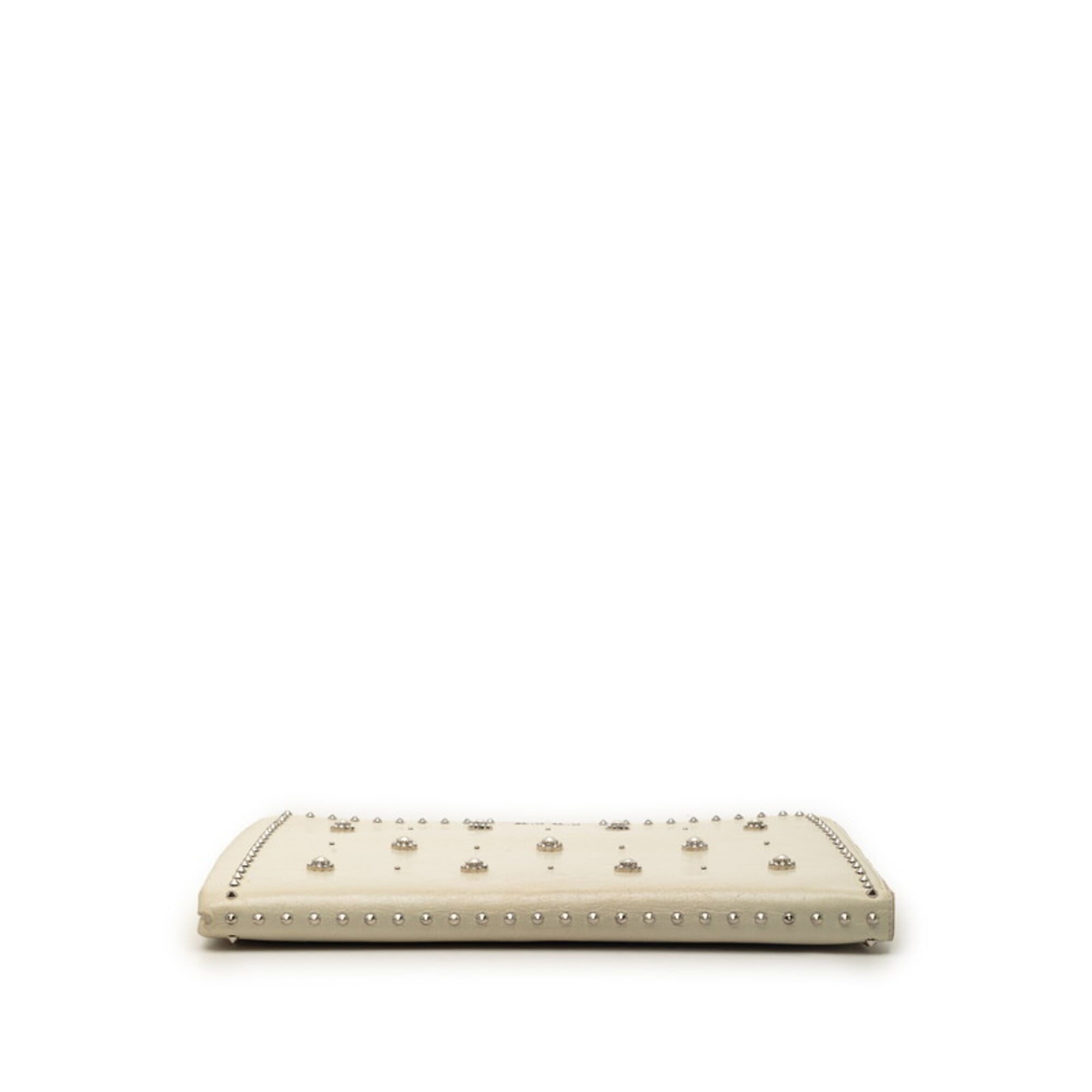 Miu Miu Ivory White Leather Rhinestone Clutch Bag (Pre-Owned)