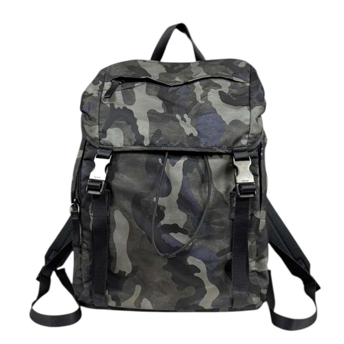 Prada Black Green Nylon Backpack (Pre-Owned)