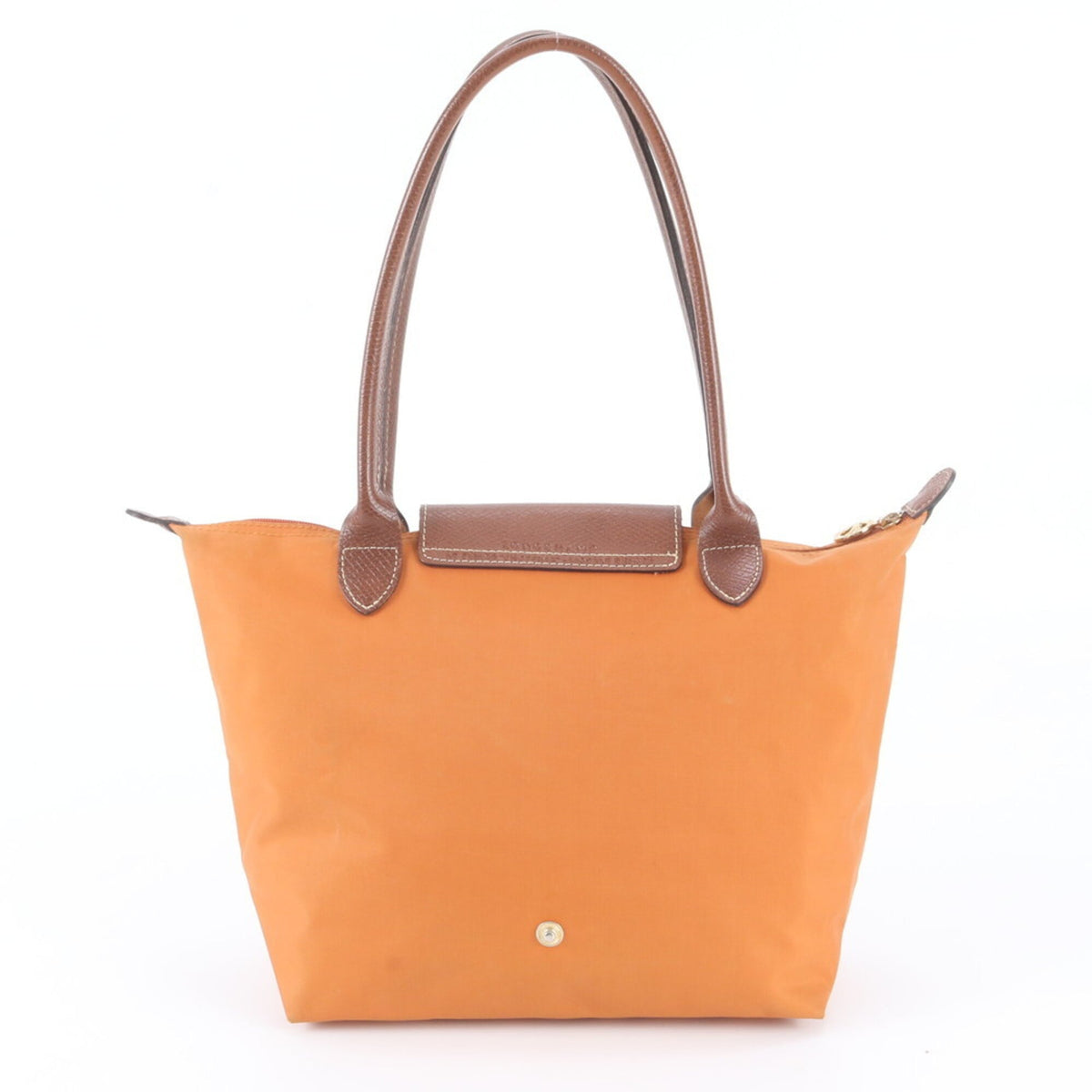Longchamp Orange Leather Nylon Handbag Shoulder Bag Tote Bag (Pre-Owned)