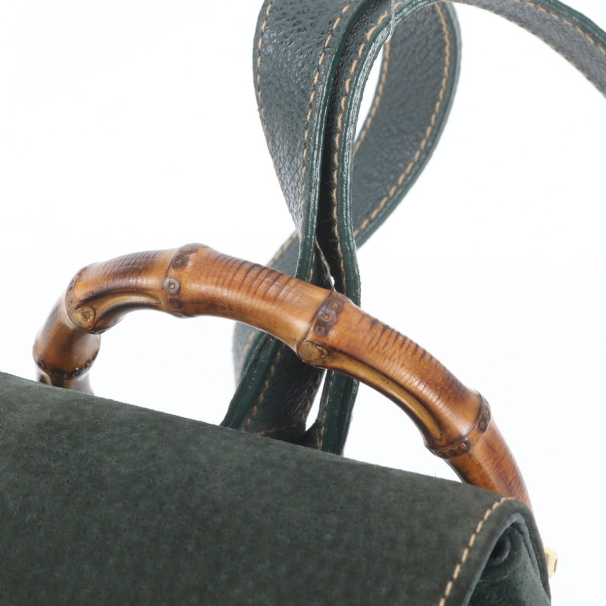Gucci Green Leather Bamboo Backpack Shoulder Bag (Pre-Owned)
