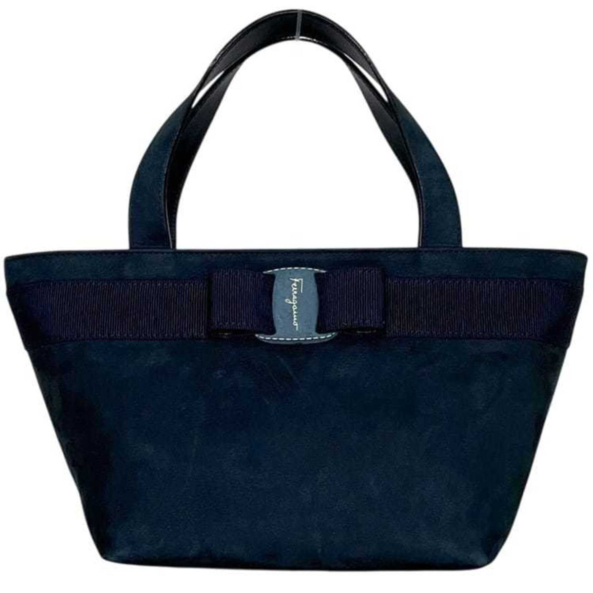 Salvatore Ferragamo Navy Suede Leather Handbag (Pre-Owned)