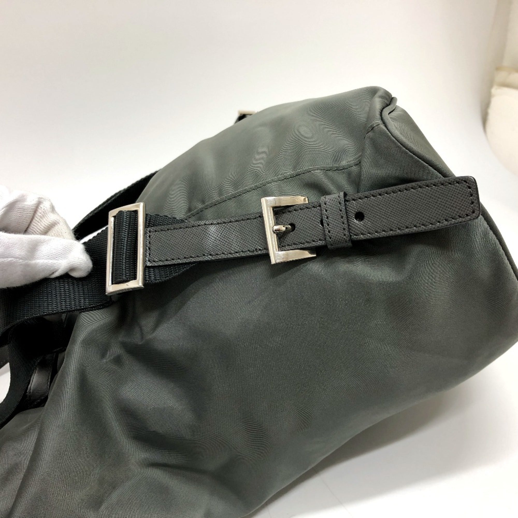 Prada Gray Leather Backpack (Pre-Owned)