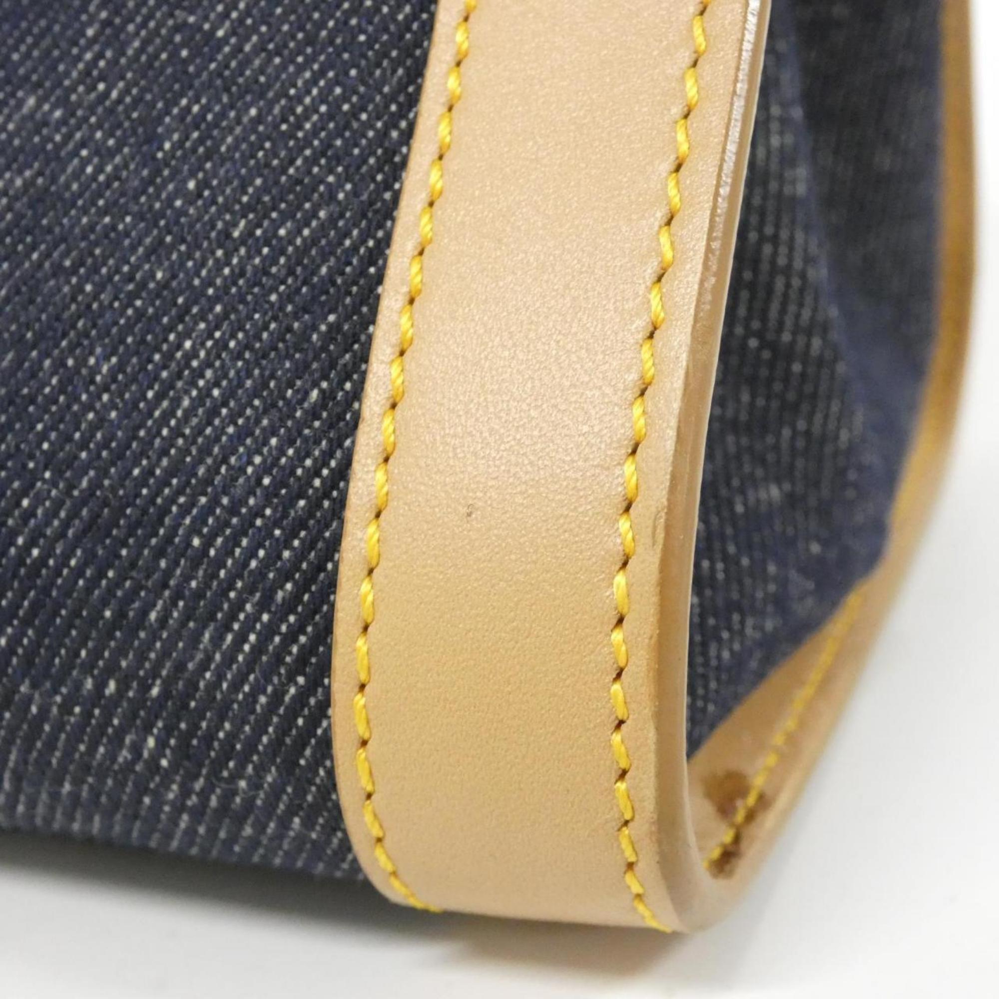 Christian Dior Beige Blue Bordeaux Denim Leather Handbag (Pre-Owned)