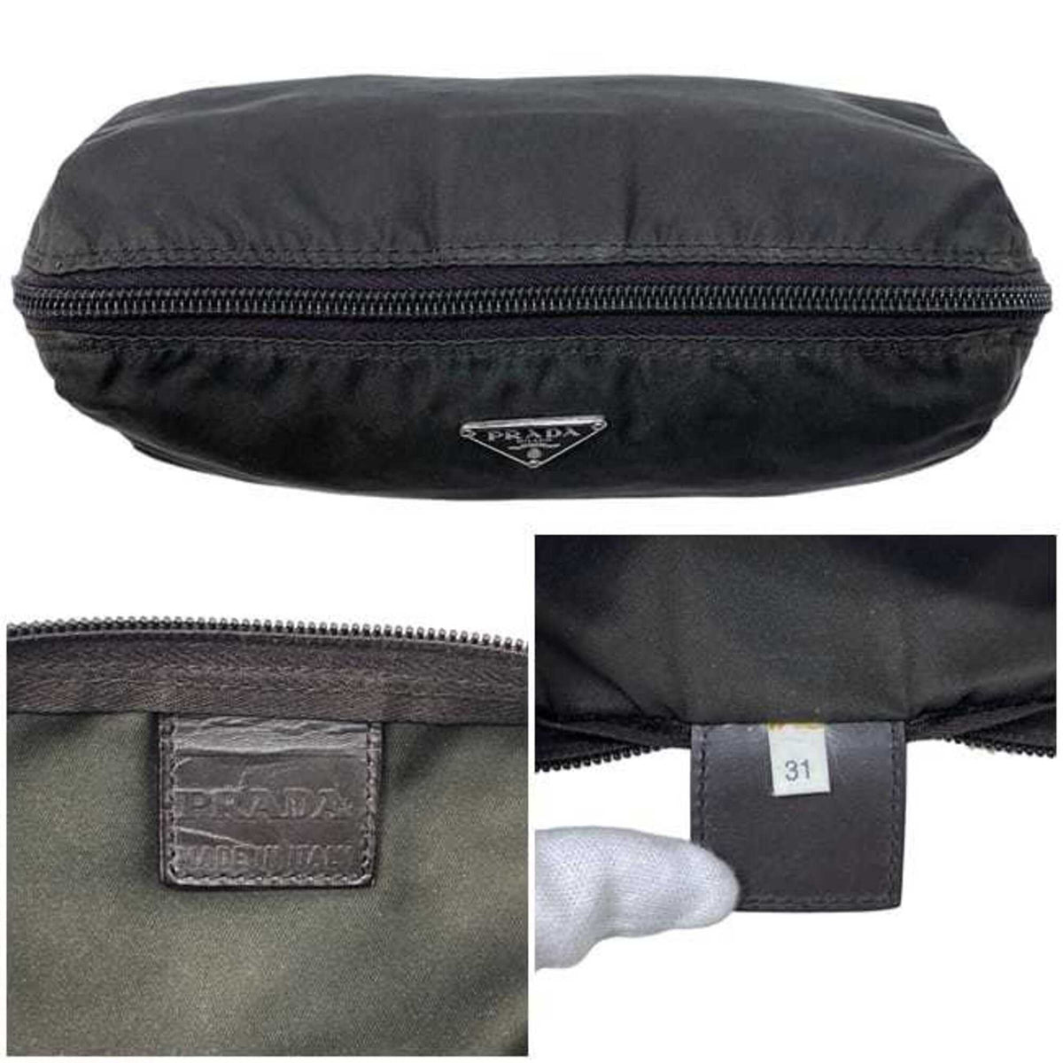 Prada Brown Dark Brown Nylon Pouch (Pre-Owned)