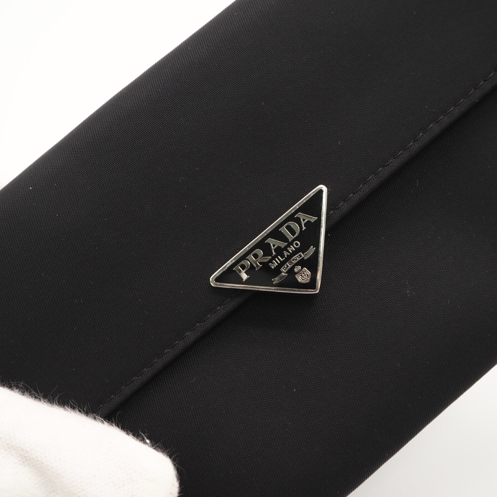 Prada Saffiano Black Nylon Saffiano Long Wallet (Bi-Fold) (Pre-Owned)