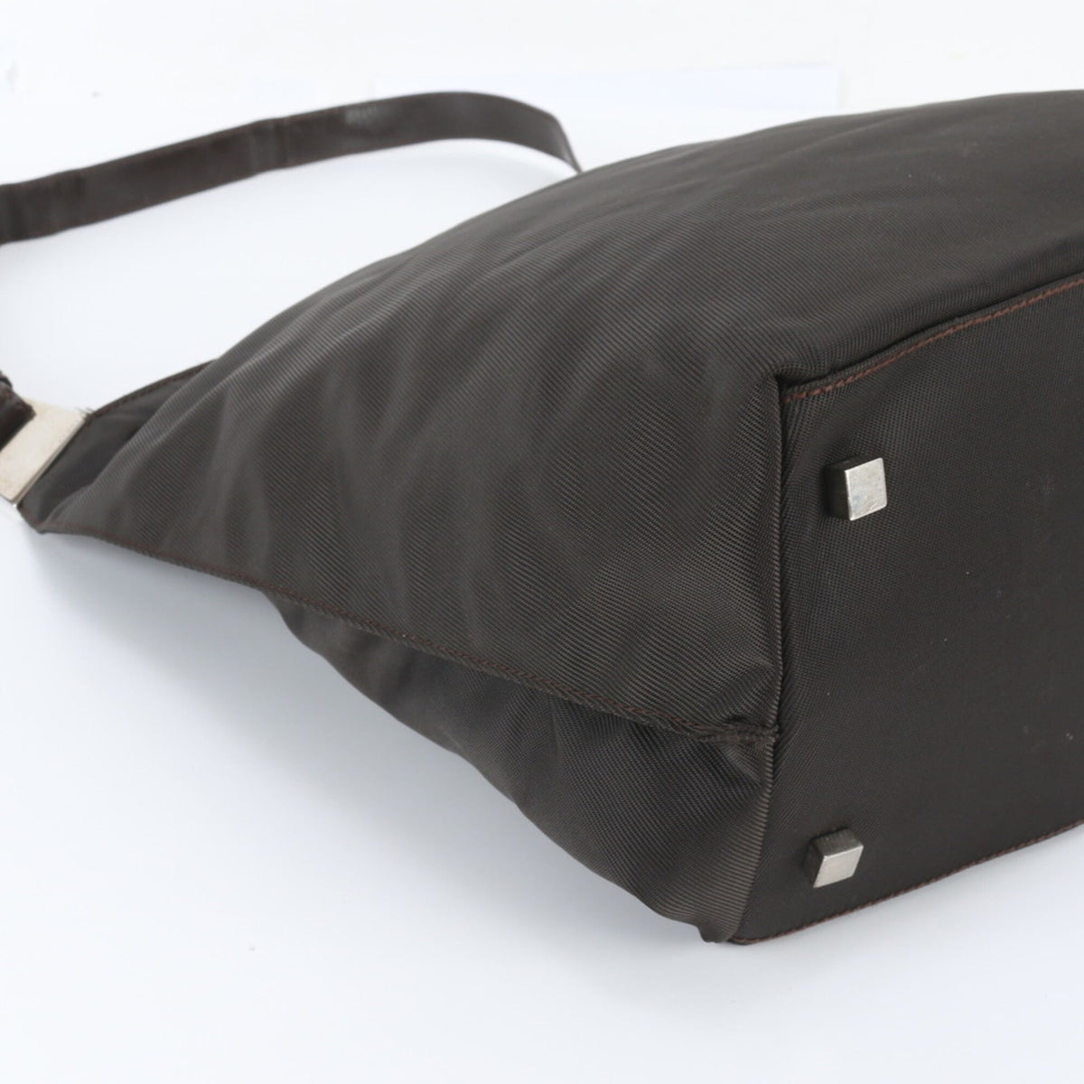 Gucci Brown Leather Nylon Messenger Bag Shoulder Bag Tote Bag (Pre-Owned)