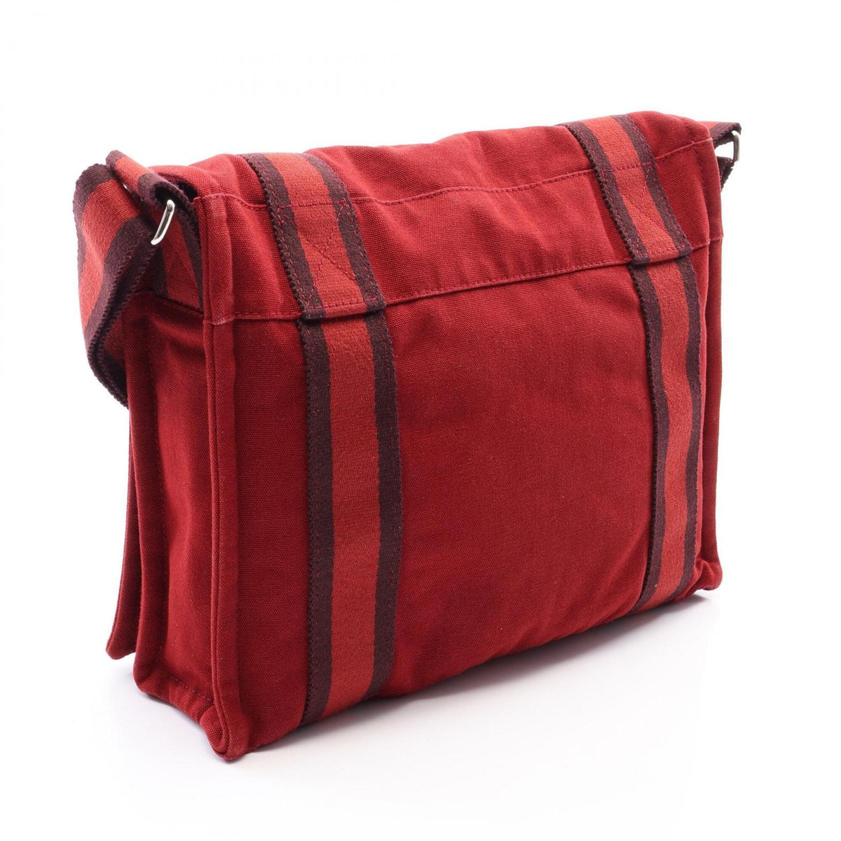 Hermes Bordeaux Canvas Handbag Shoulder Bag (Pre-Owned)