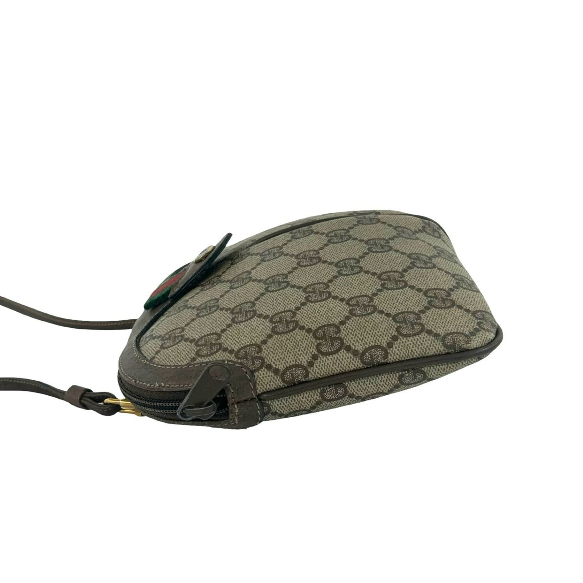 Gucci Brown Green Red Color Leather Pvc Shoulder Bag (Pre-Owned)