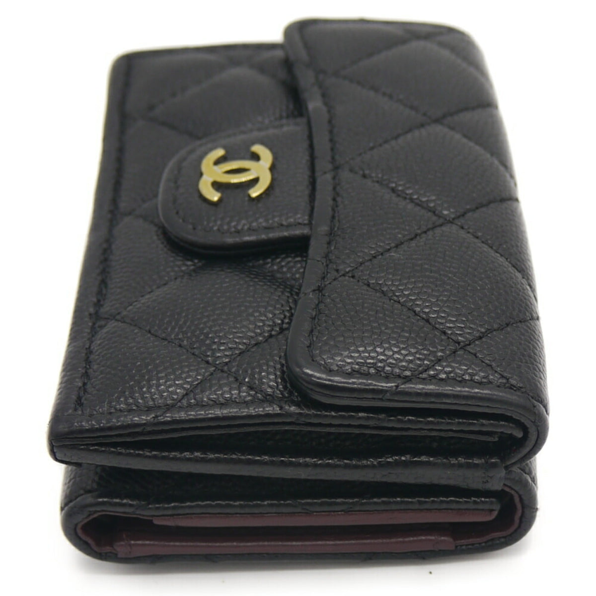 Chanel Black Grained Calfskin Wallet (Tri-Fold) (Pre-Owned)