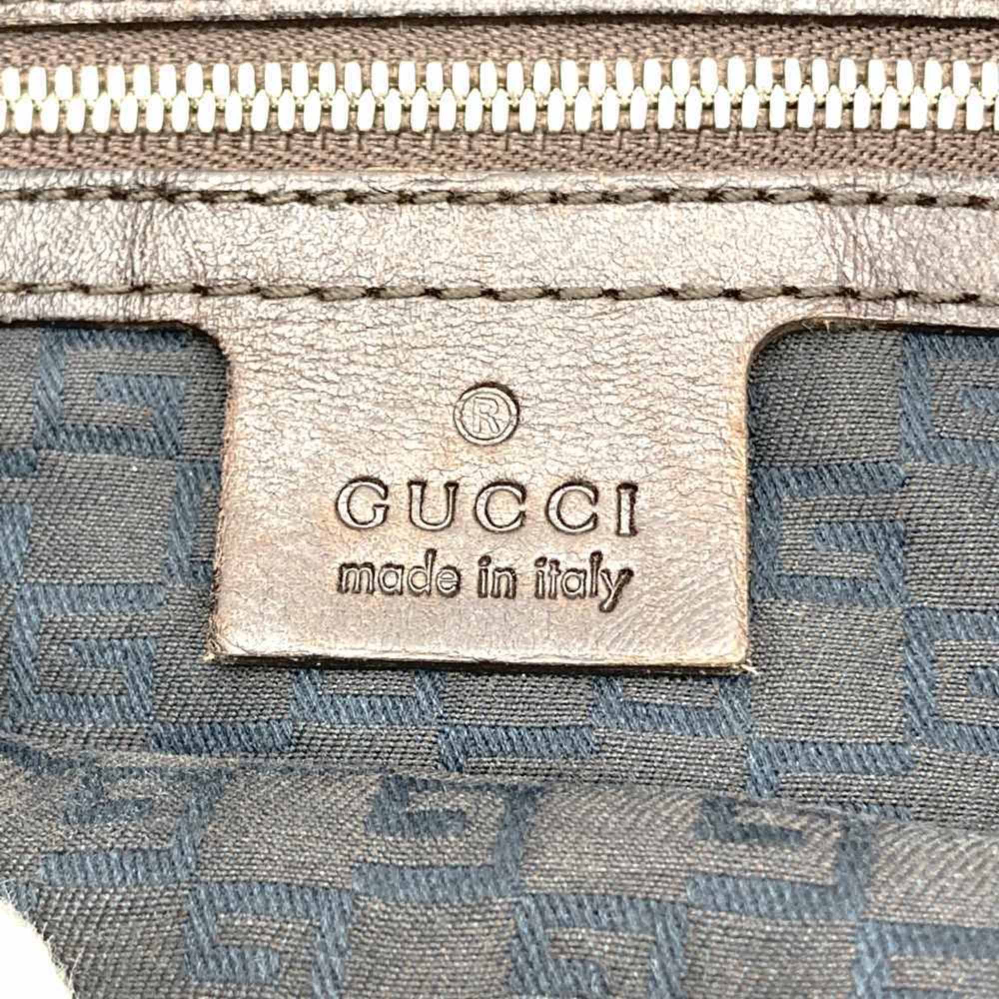 Gucci Beige Canvas Leather Handbag Shoulder Bag (Pre-Owned)