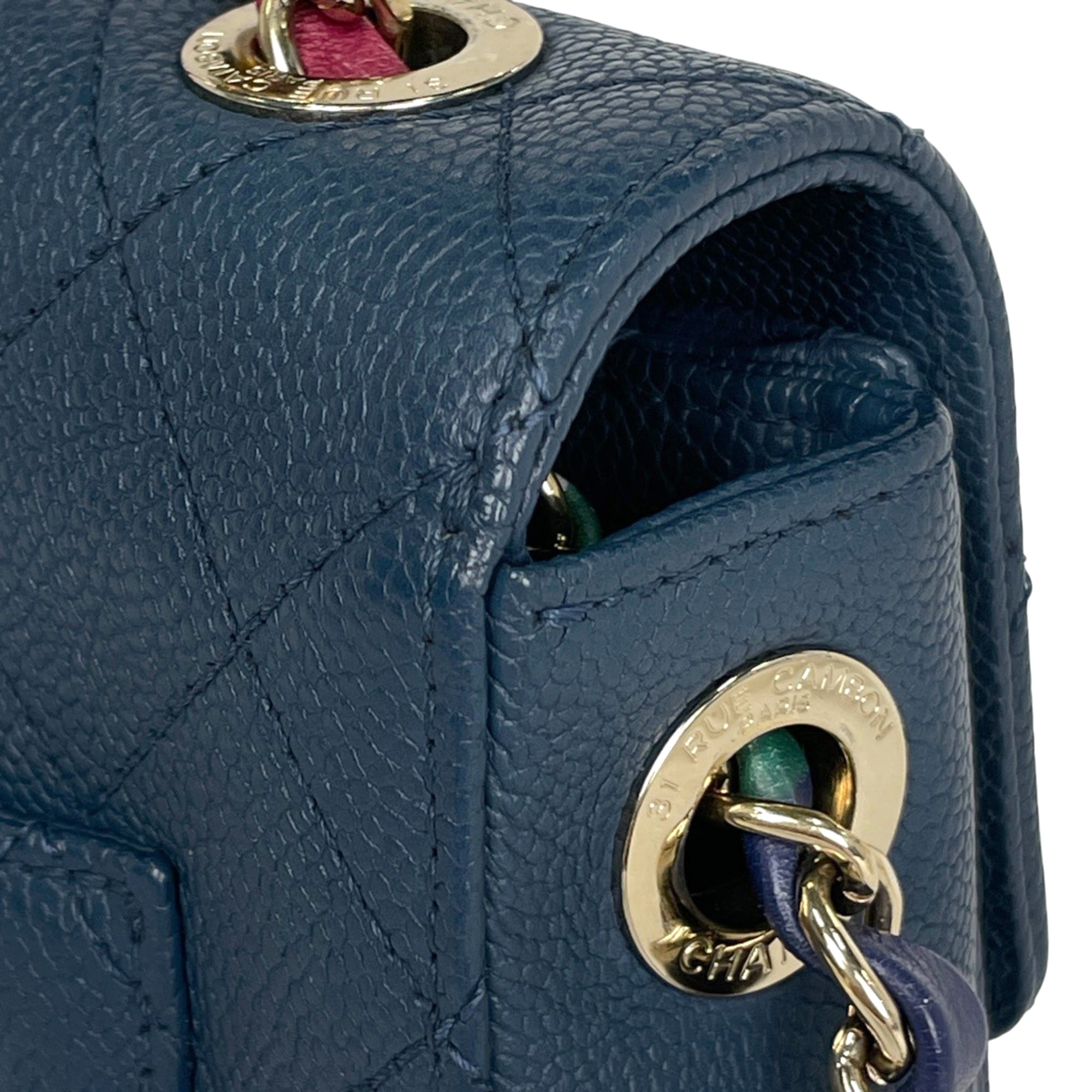 Chanel Blue Grained Calfskin Shoulder Bag (Pre-Owned)