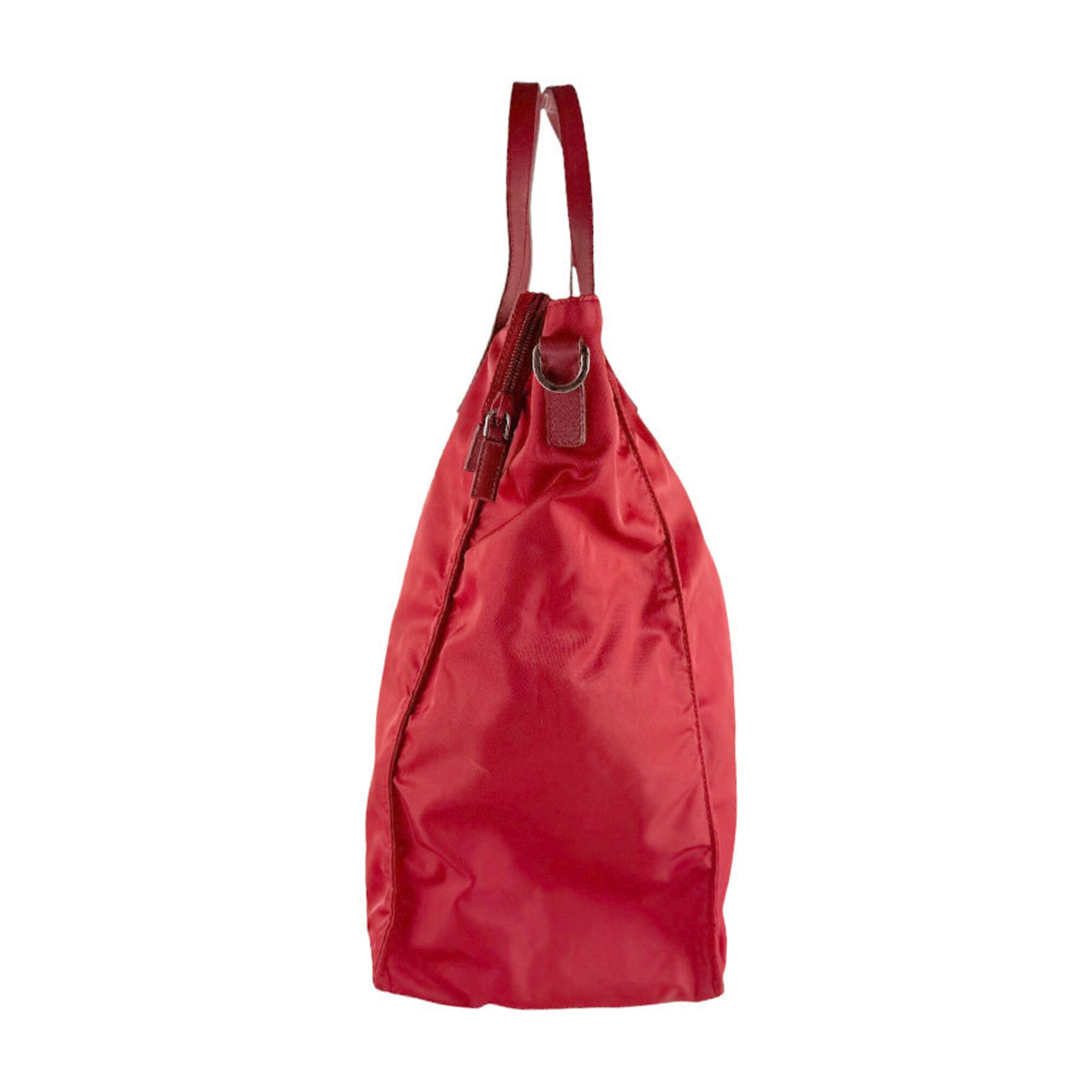 Prada Red Color Nylon Handbag Shoulder Bag (Pre-Owned)