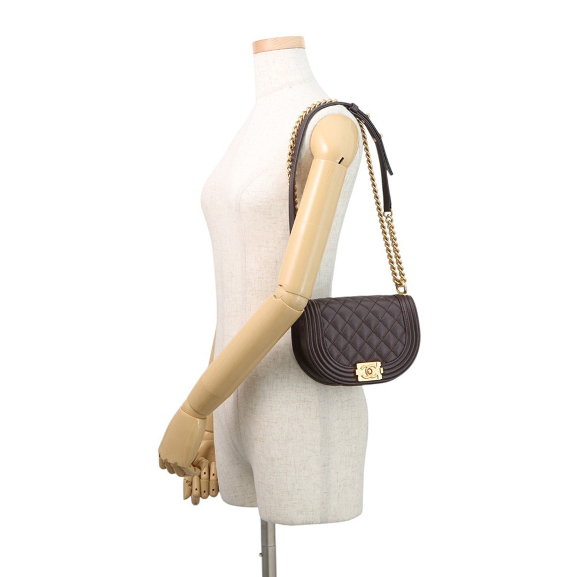 Chanel Brown Grained Calfskin Shoulder Bag (Pre-Owned)